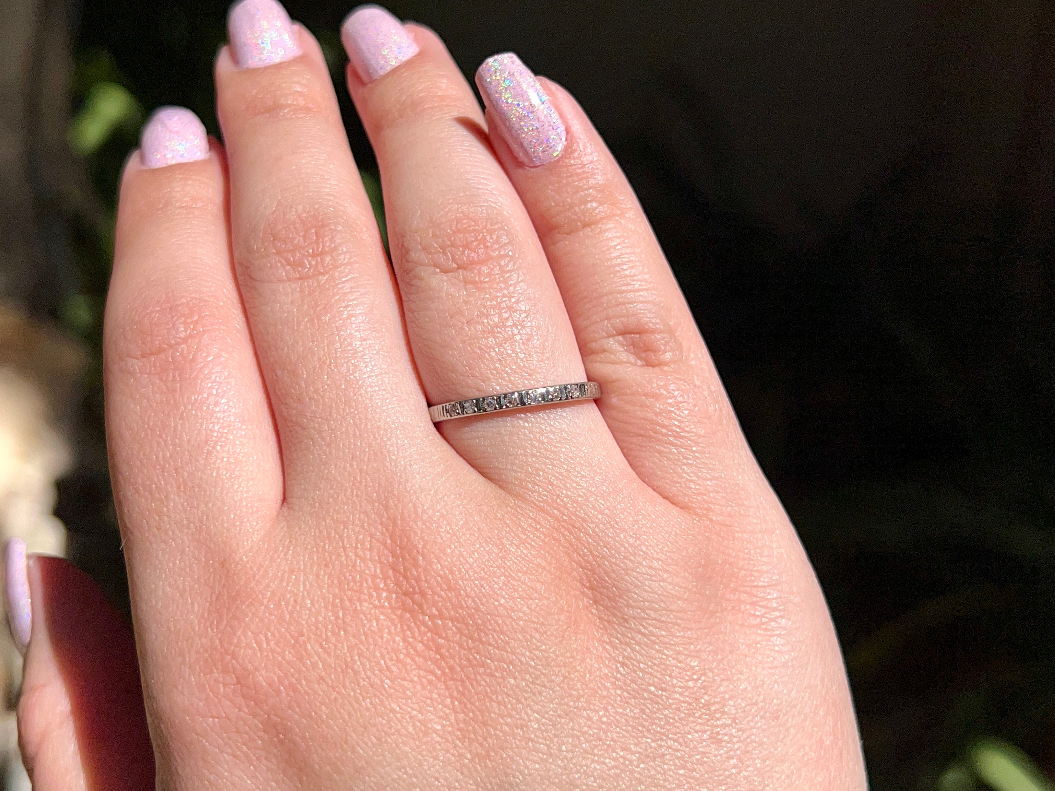 Belais Single Cut Diamond Band, White Gold, Size 7.75