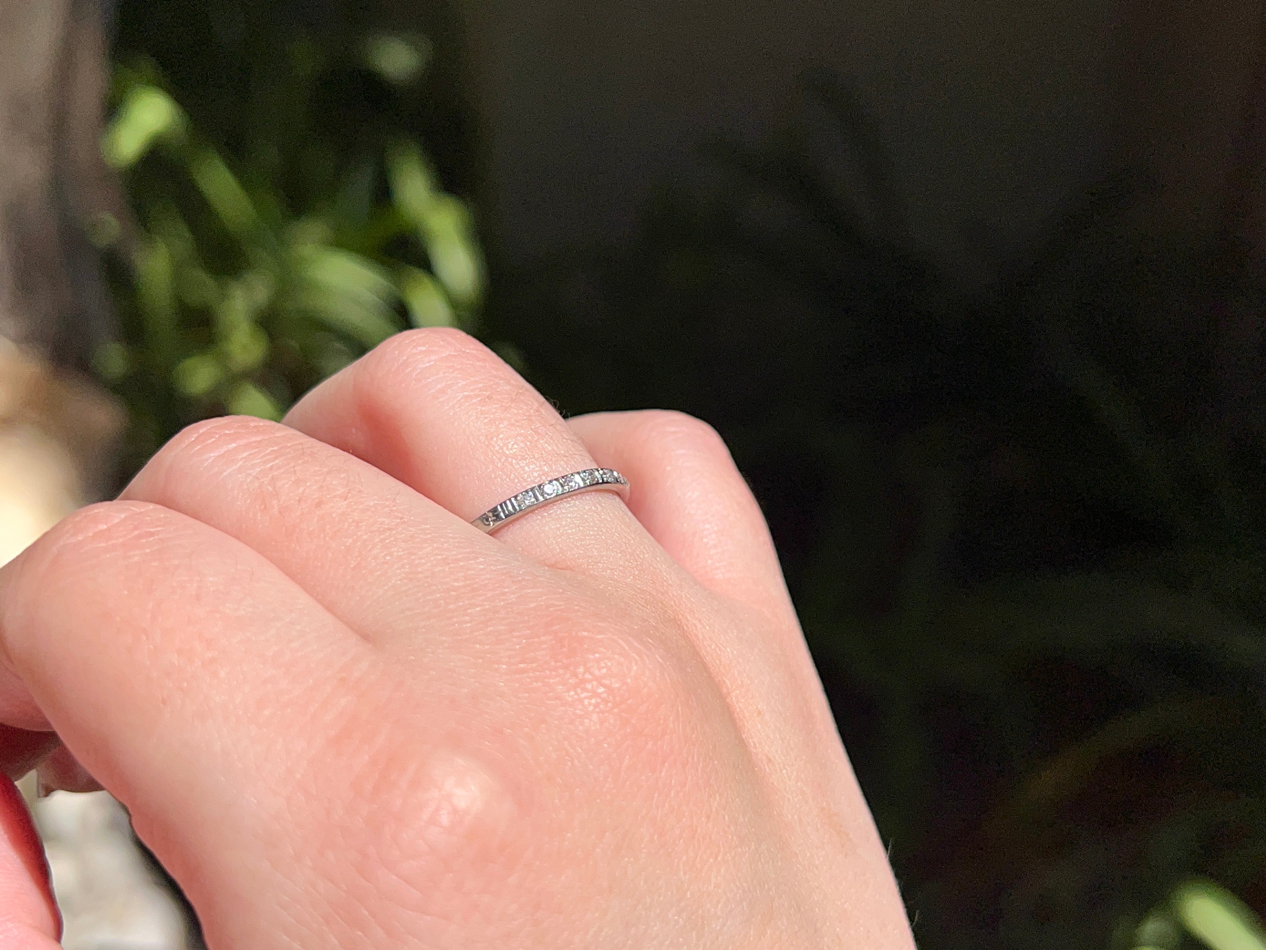 Belais Single Cut Diamond Band, White Gold, Size 7.75
