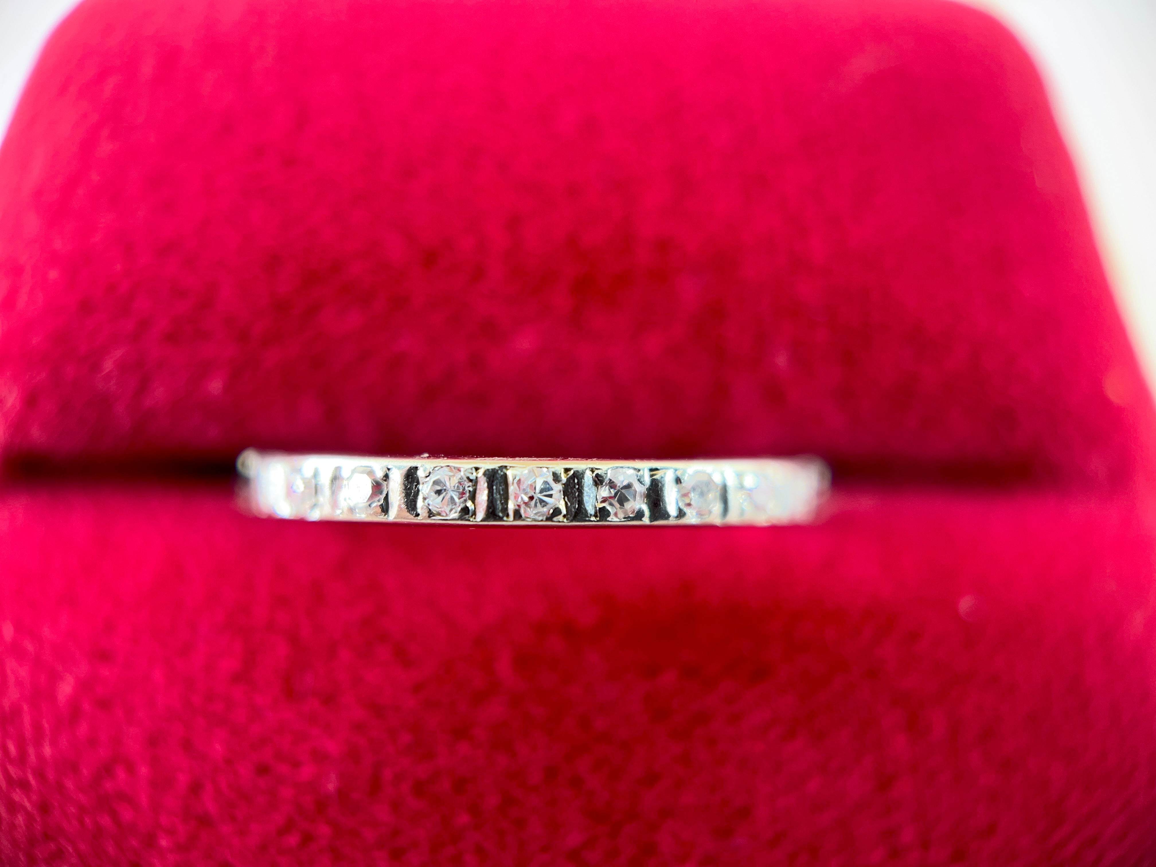 Belais Single Cut Diamond Band, White Gold, Size 7.75