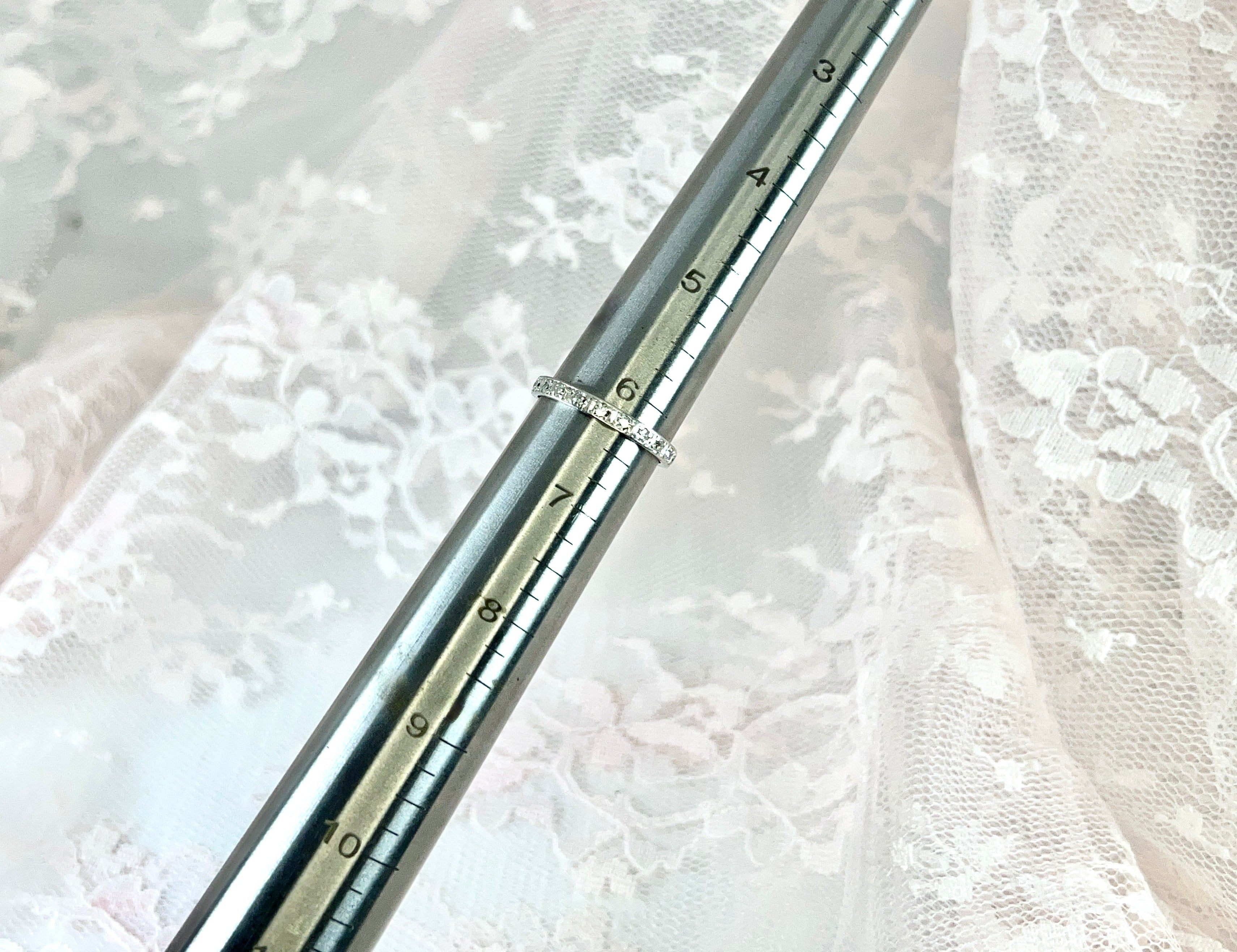 Art Deco Platinum Diamond Eternity Band, Size 6.25