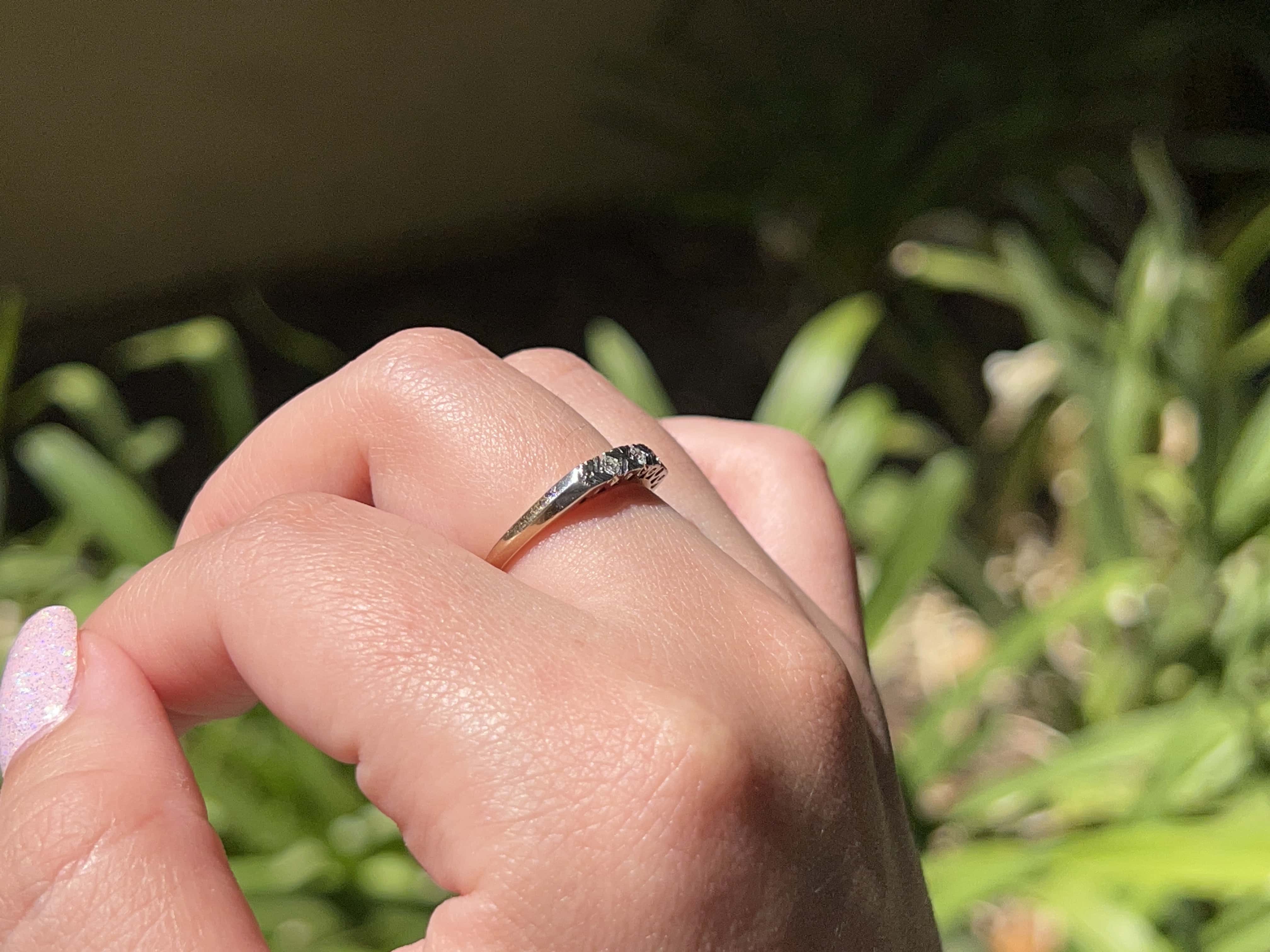 Vintage Two Tone Band Single Cut Diamond, Size 6.5
