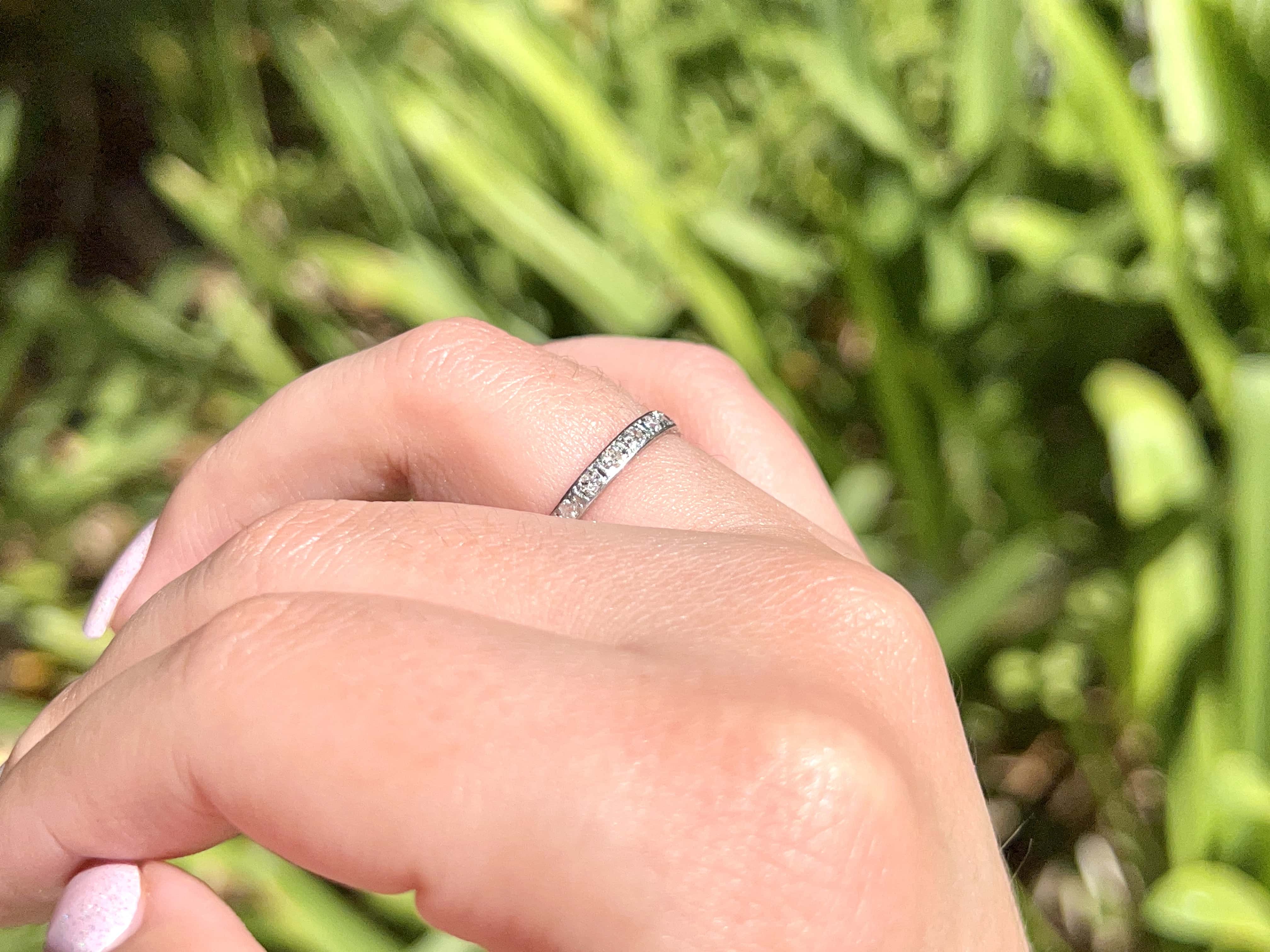 Art Deco Platinum Diamond Eternity Band, Size 6.25