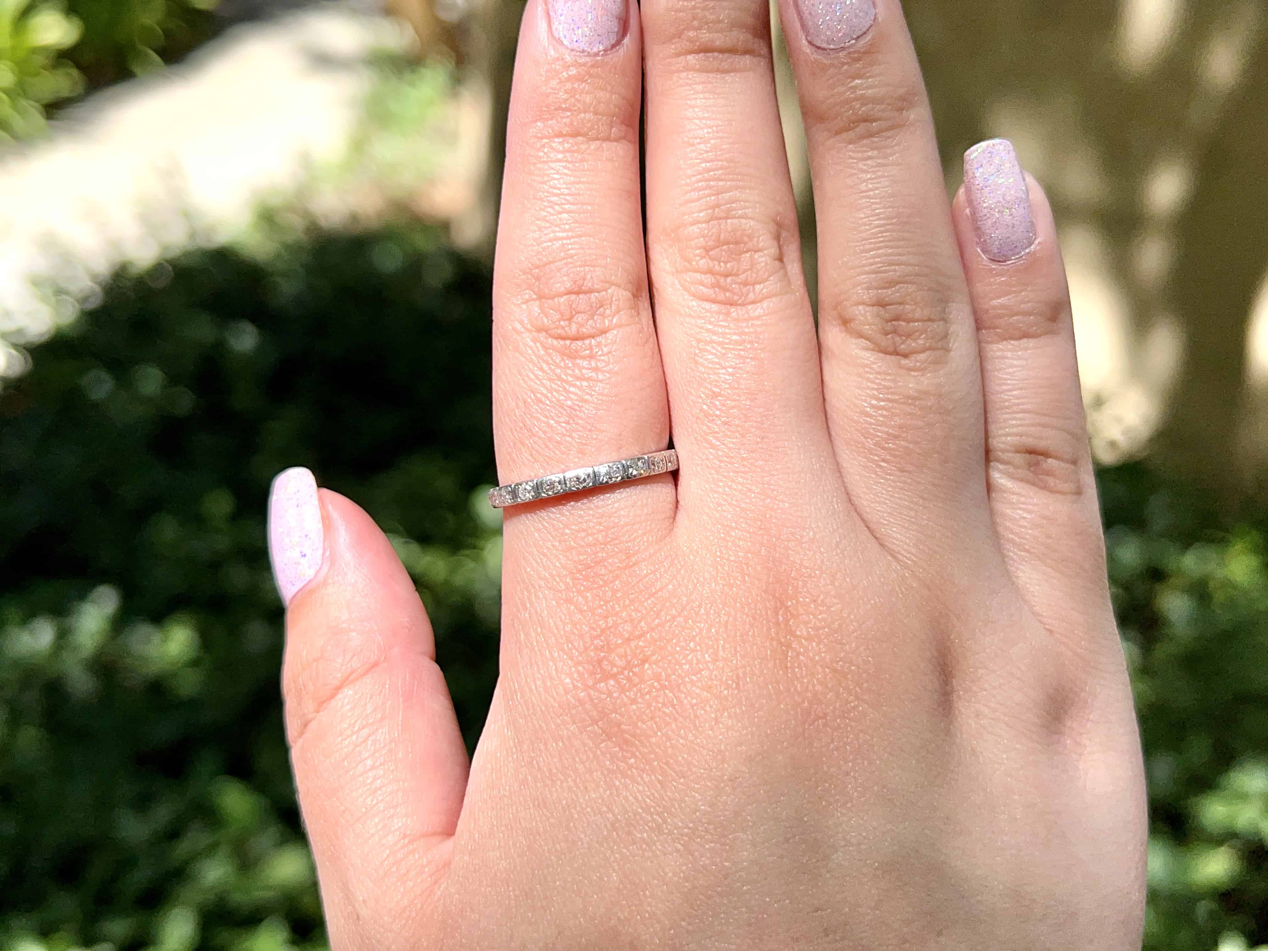 Art Deco Platinum Single Cut Diamond Ring, Size 9.5