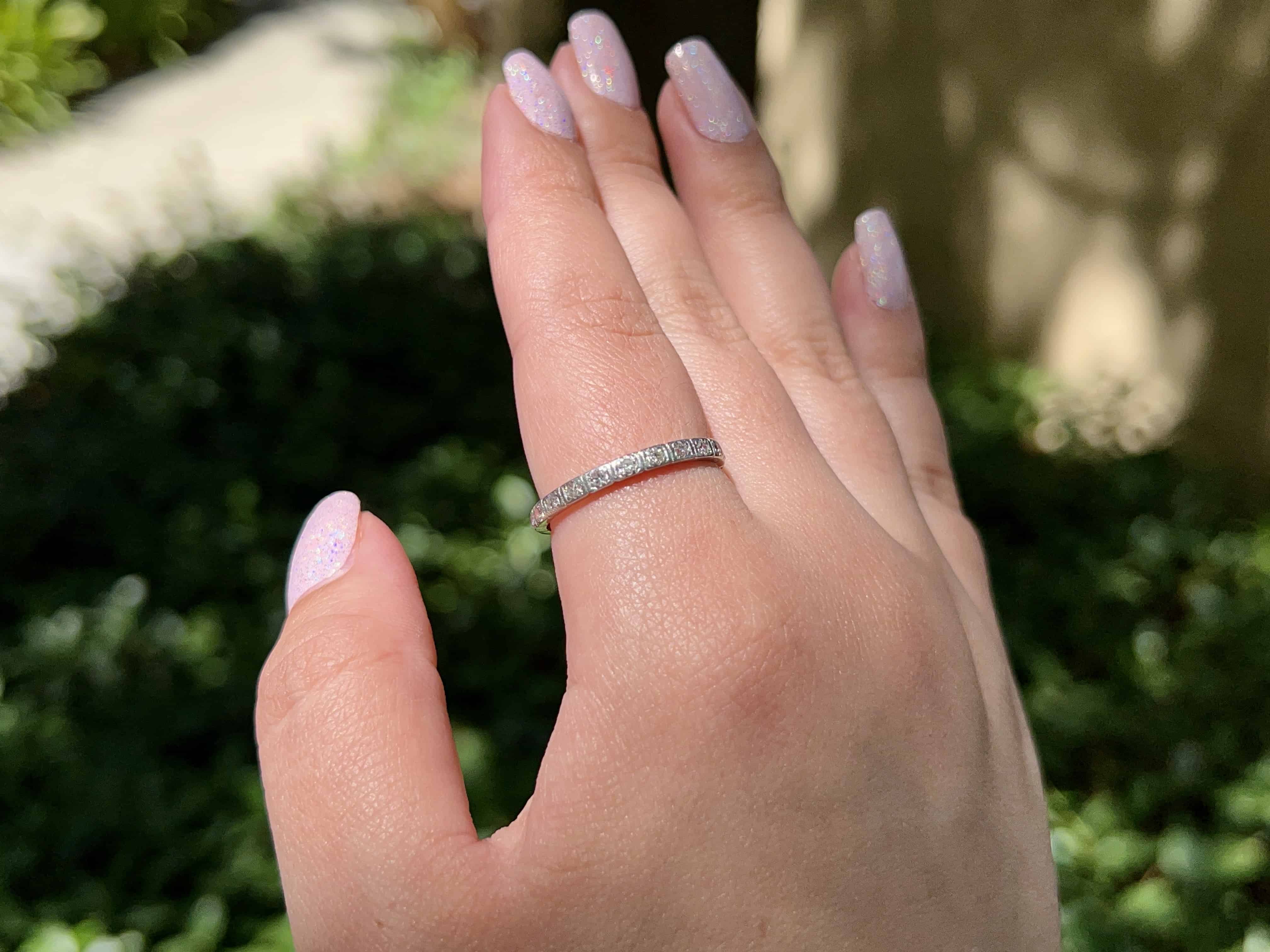 Art Deco Platinum Single Cut Diamond Ring, Size 9.5