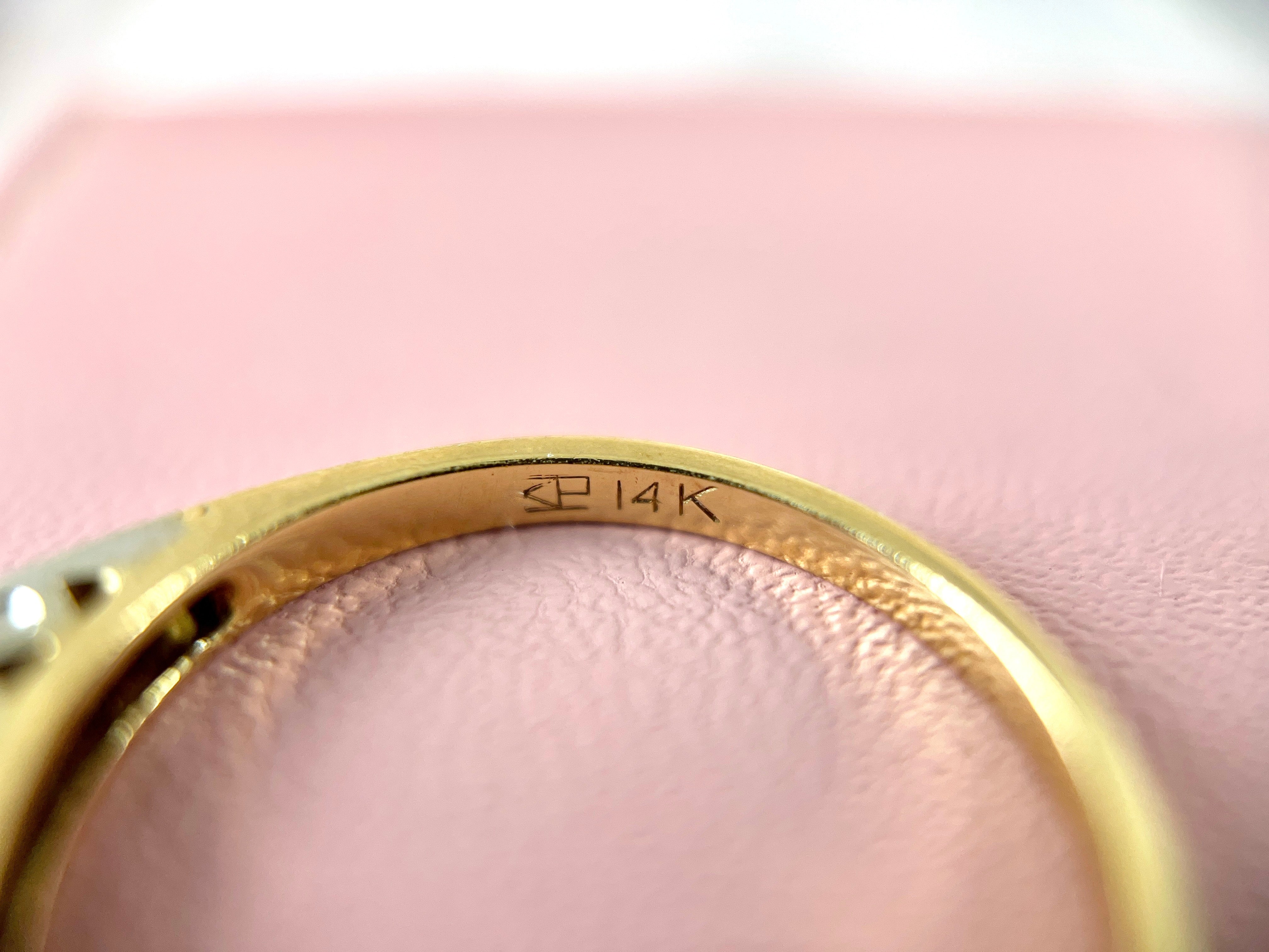 Vintage Two Tone Band Single Cut Diamond, Size 6.5