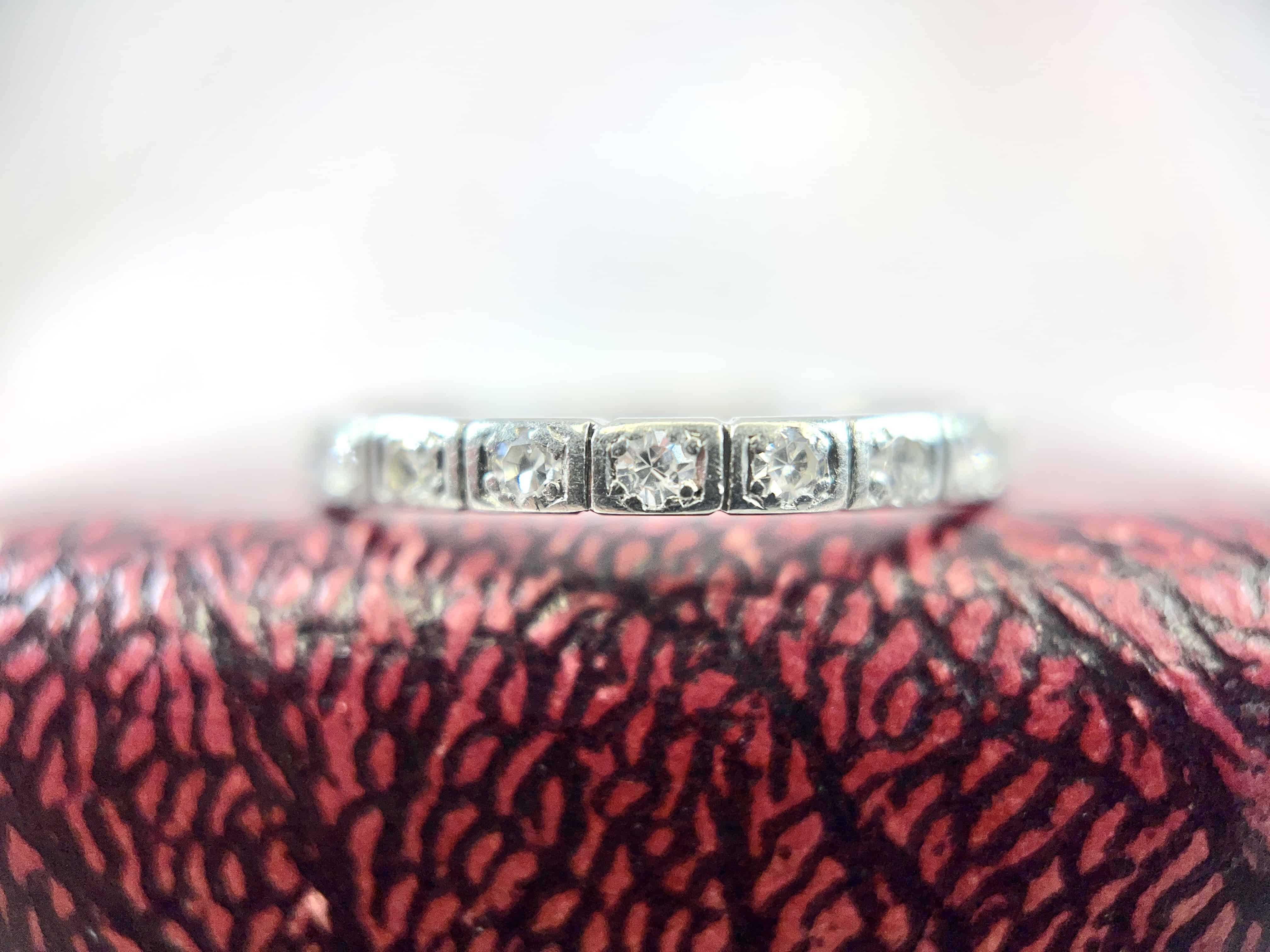 Art Deco Platinum Single Cut Diamond Ring, Size 9.5