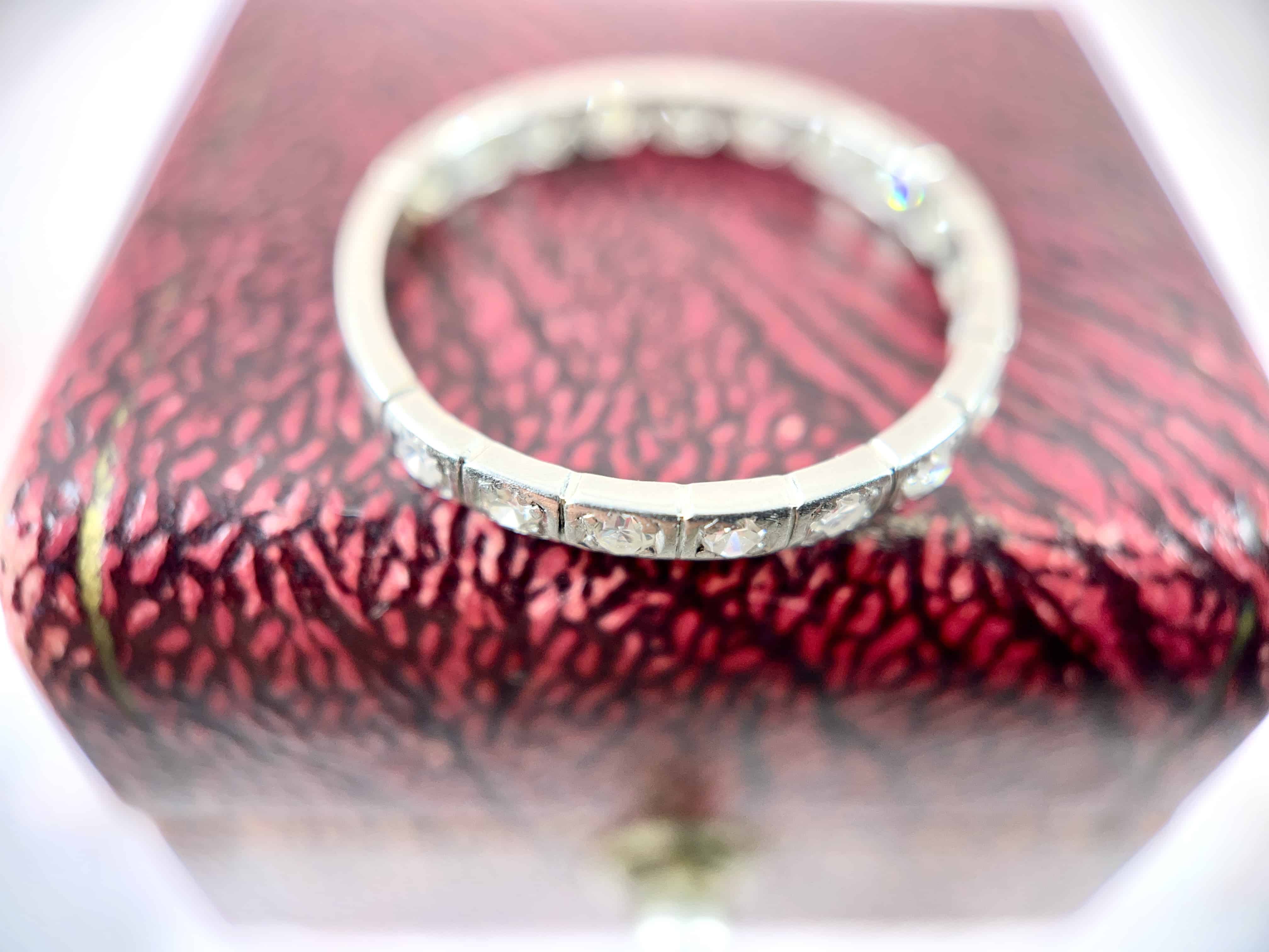 Art Deco Platinum Single Cut Diamond Ring, Size 9.5
