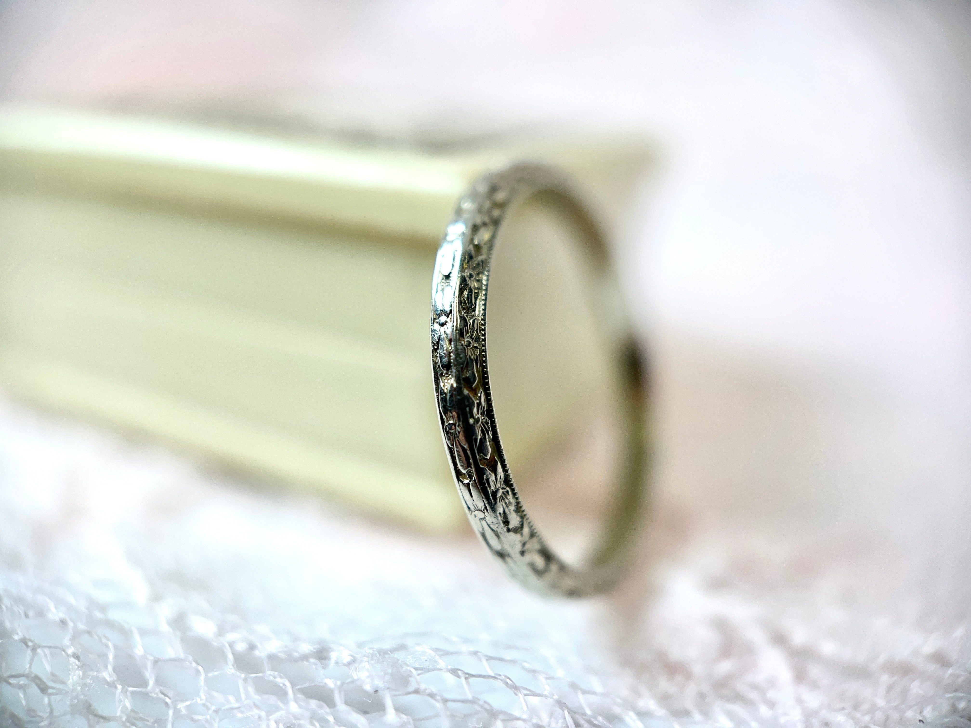 Traub Orange Blossom White Gold Wedding Ring, 18K, Size 6.25