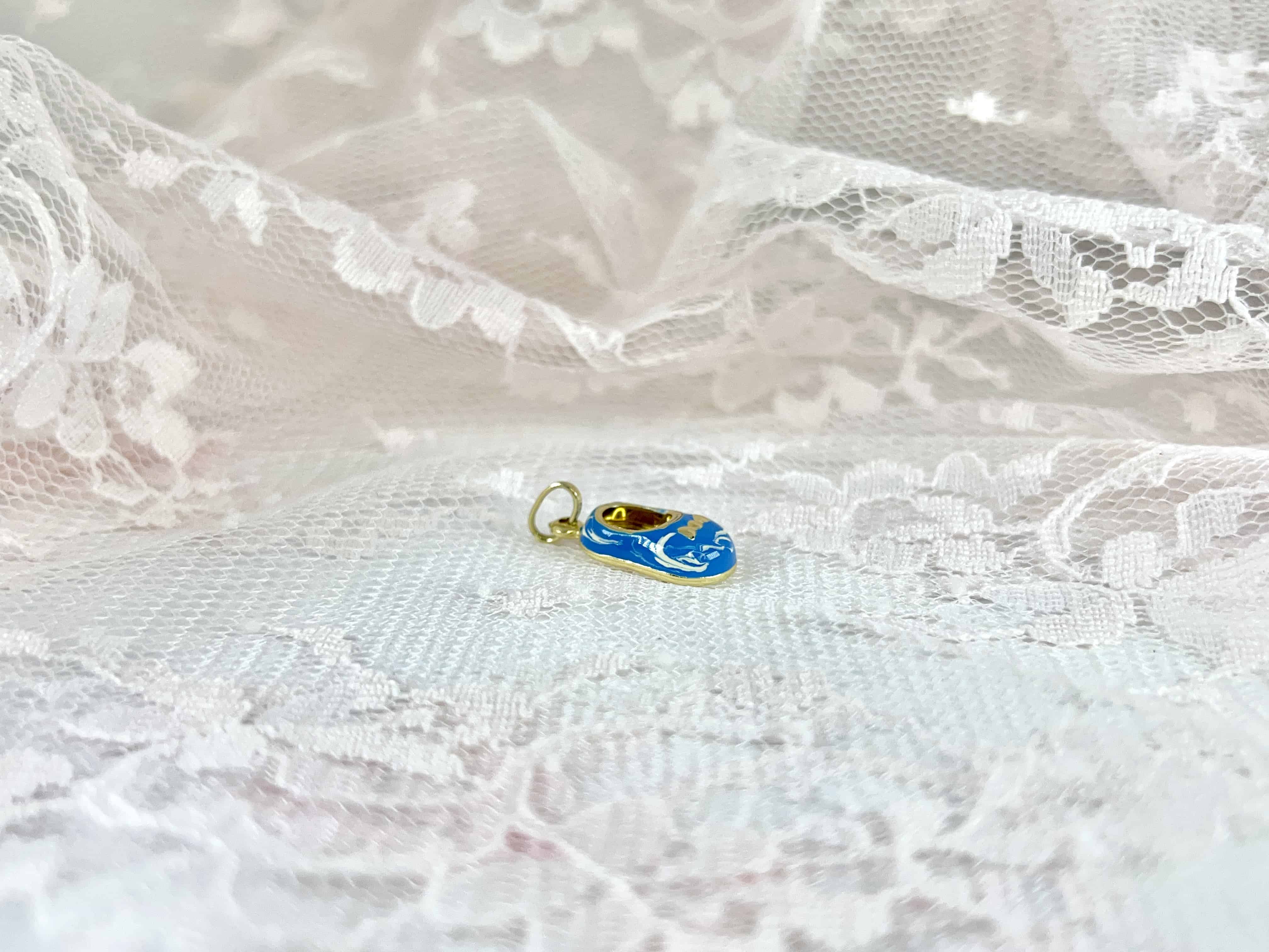 Blue Enamel Baby Shoe Charm