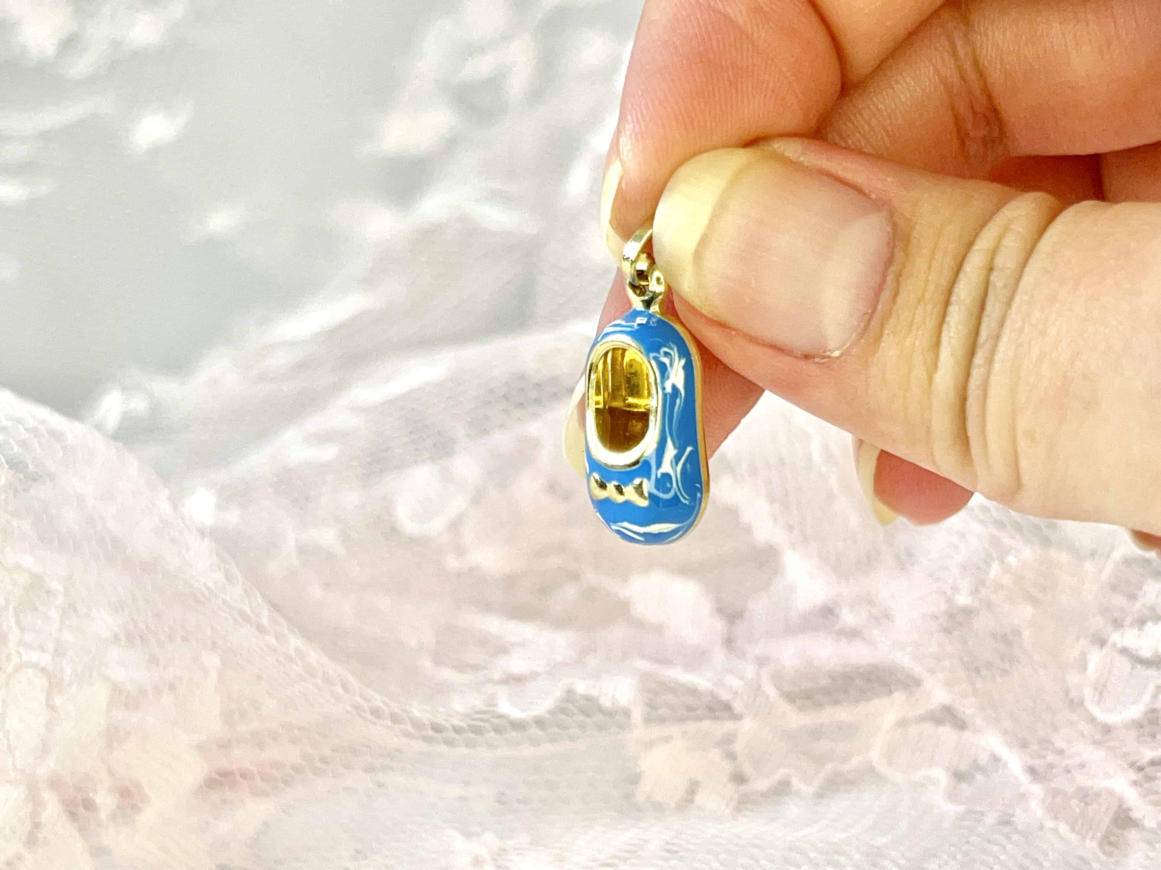 Blue Enamel Baby Shoe Charm