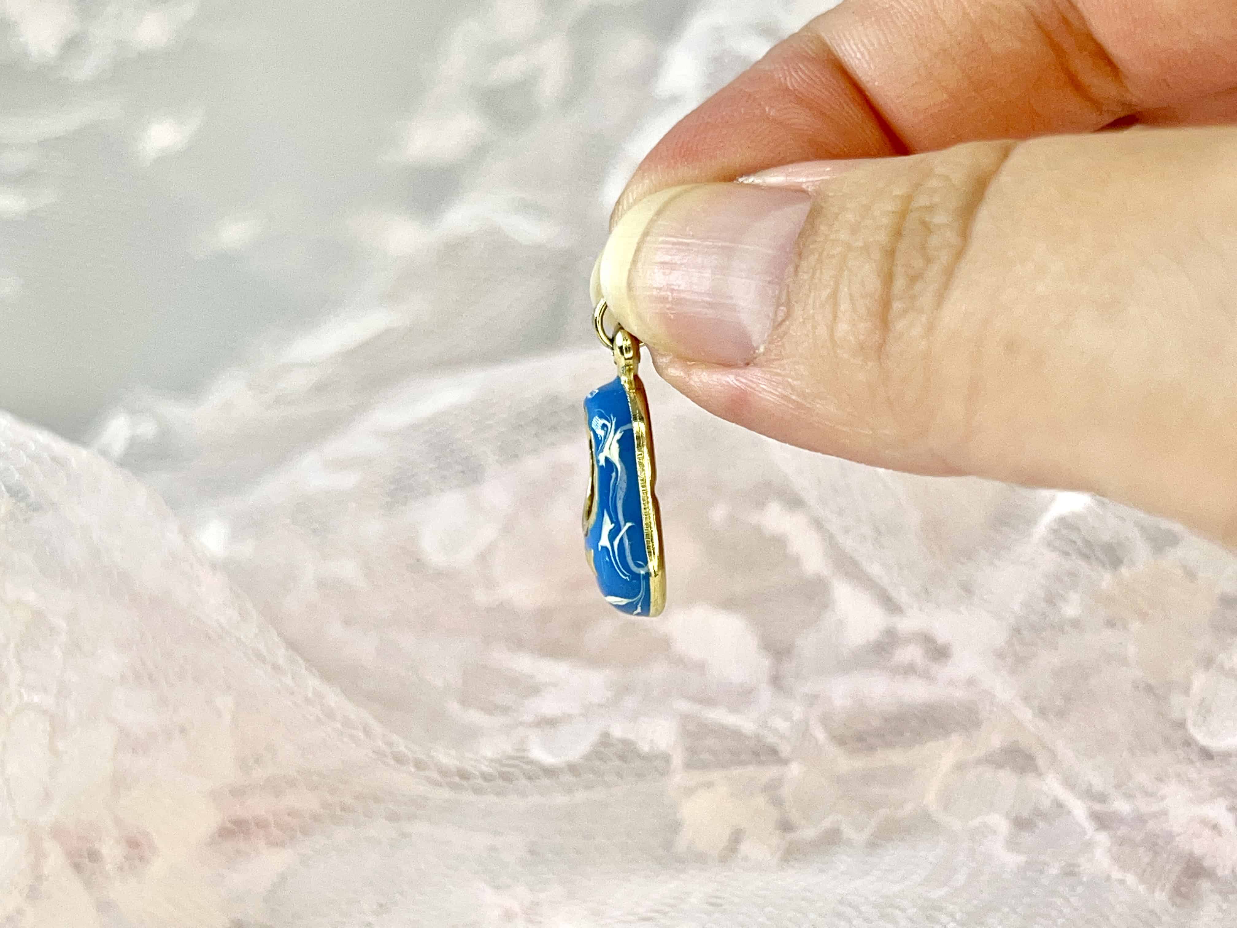 Blue Enamel Baby Shoe Charm