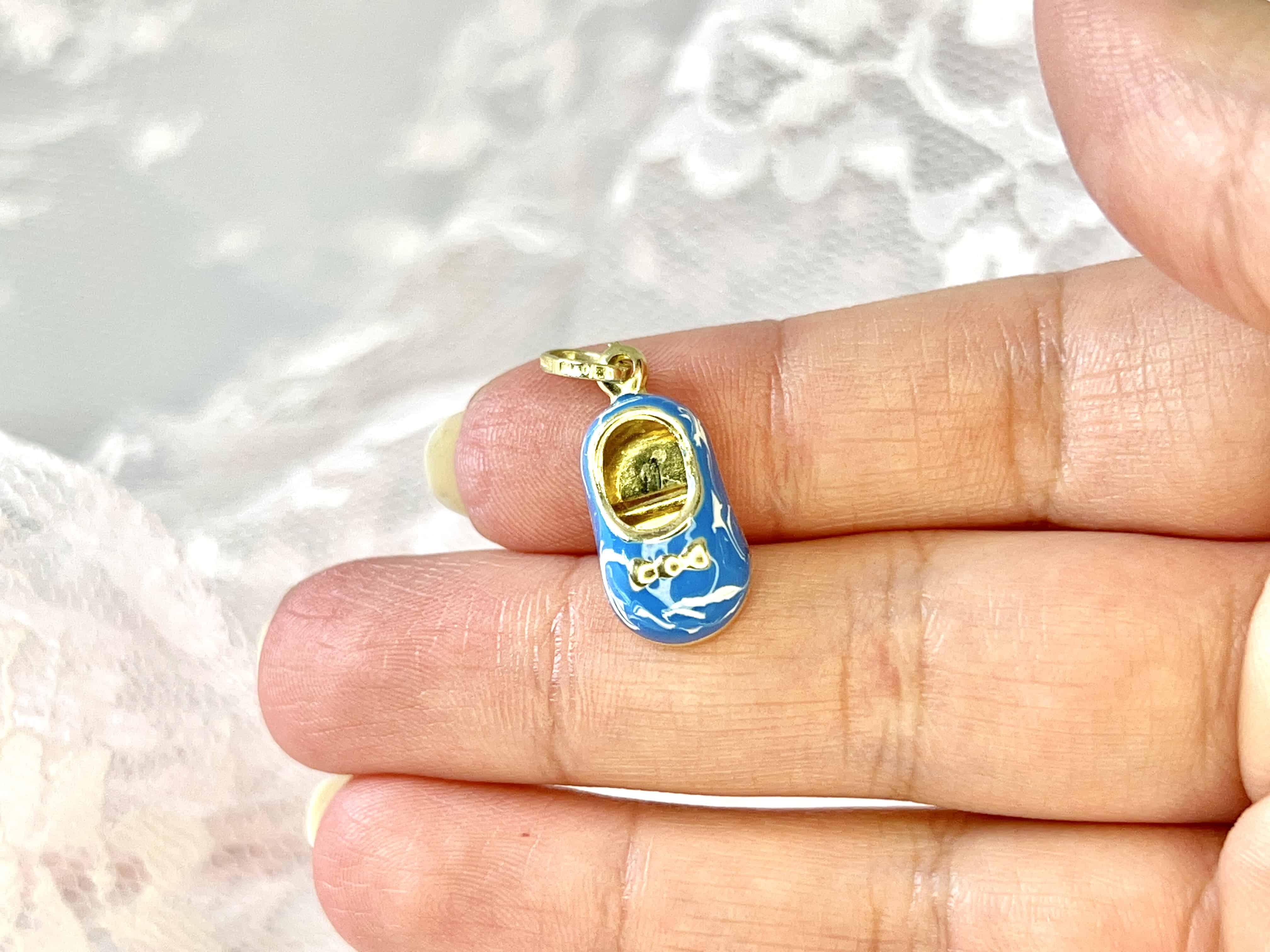 Blue Enamel Baby Shoe Charm
