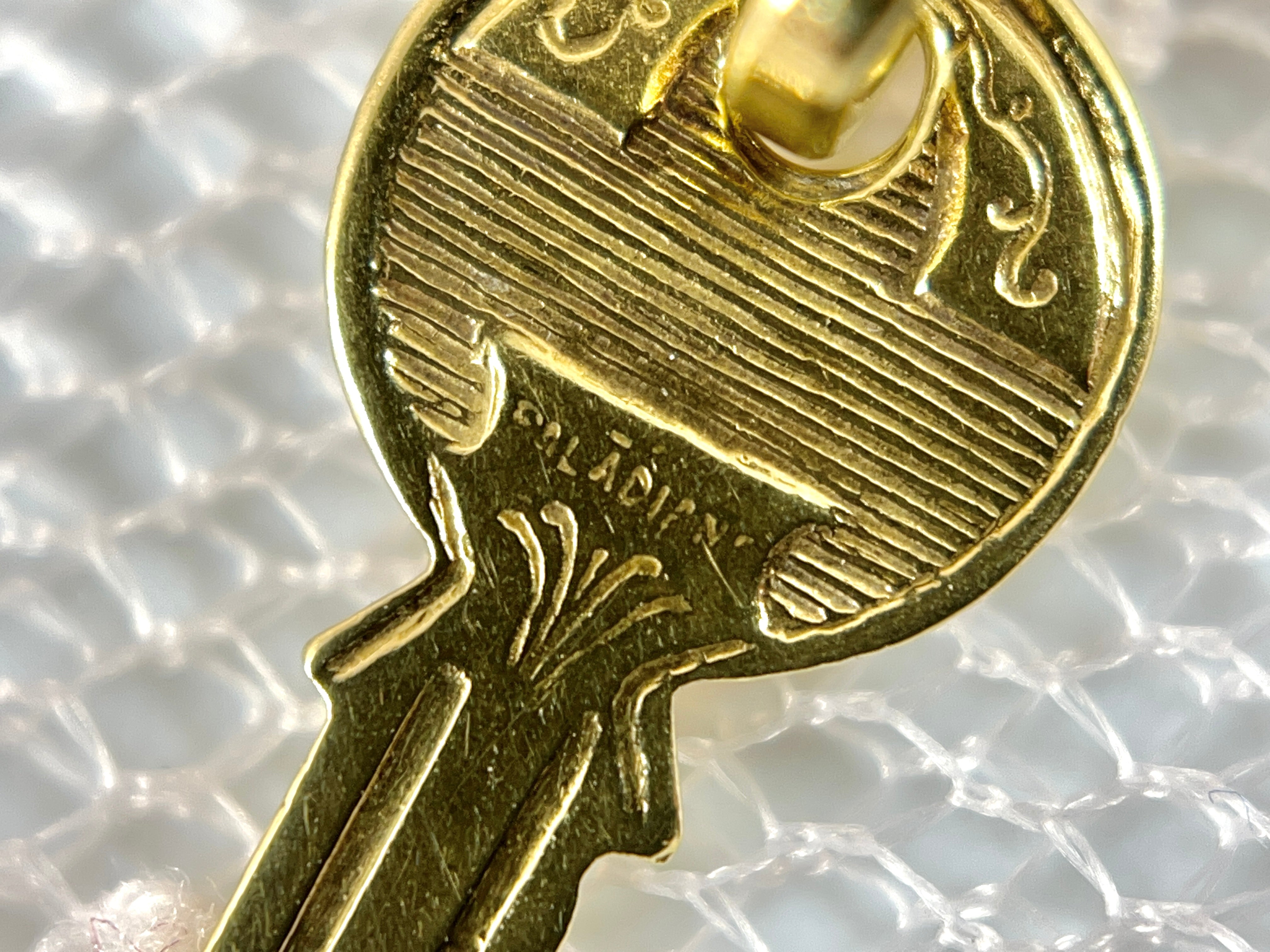 Vintage House Key Charm, 18K