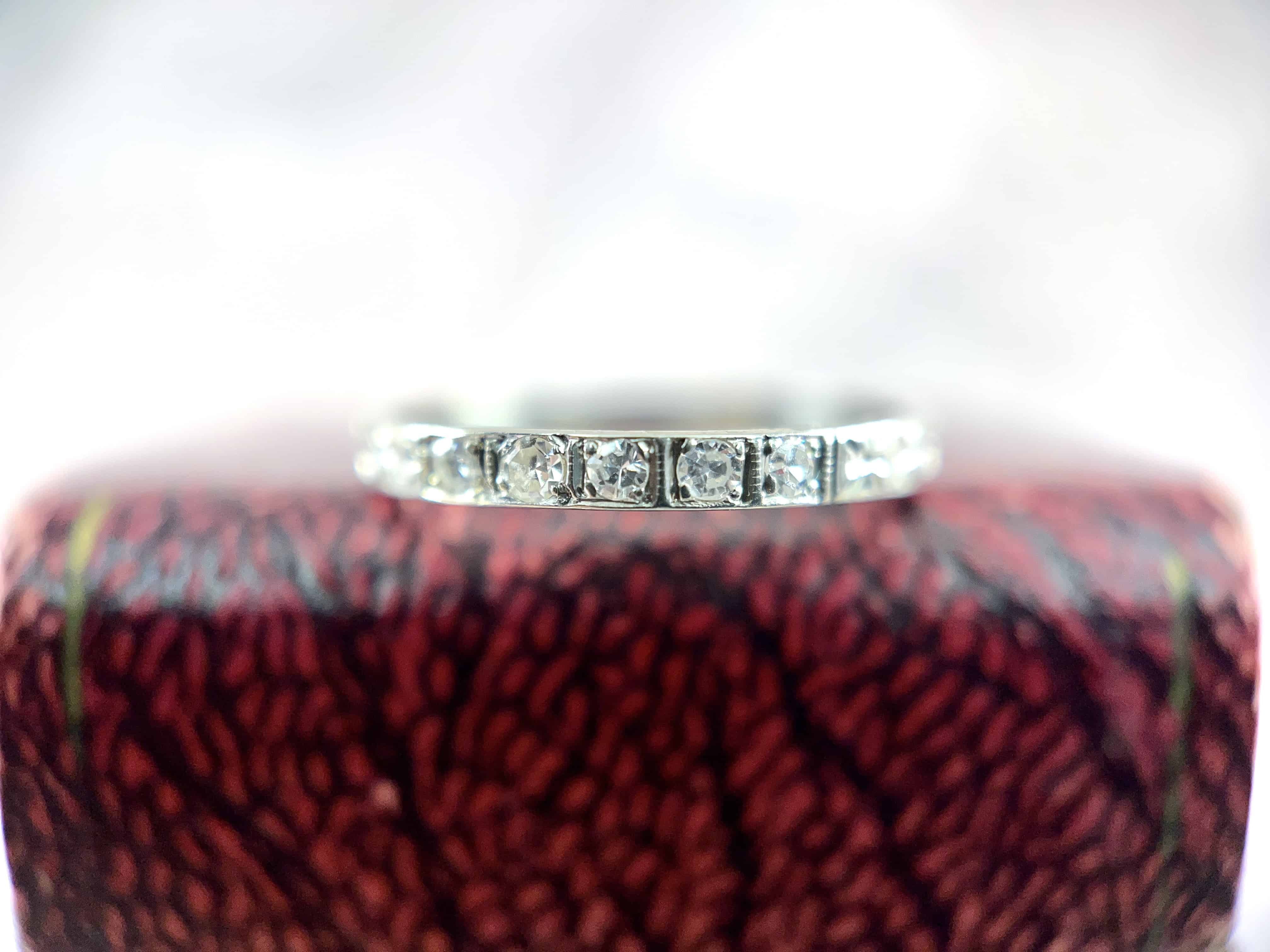 Art Deco Single Cut Diamond Wedding Band, size 7.25