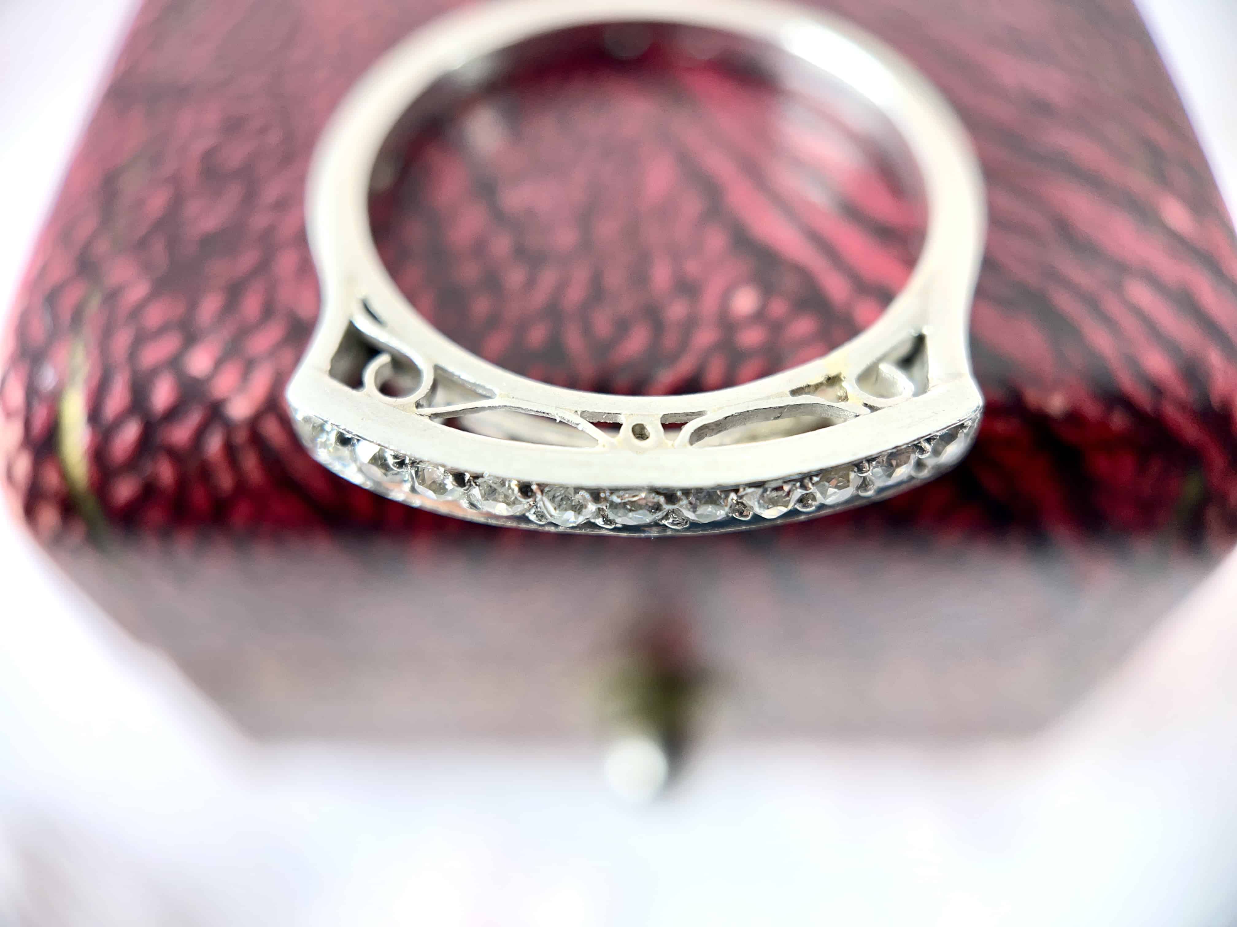Antique Platinum Old European Diamond Ring, Size 7