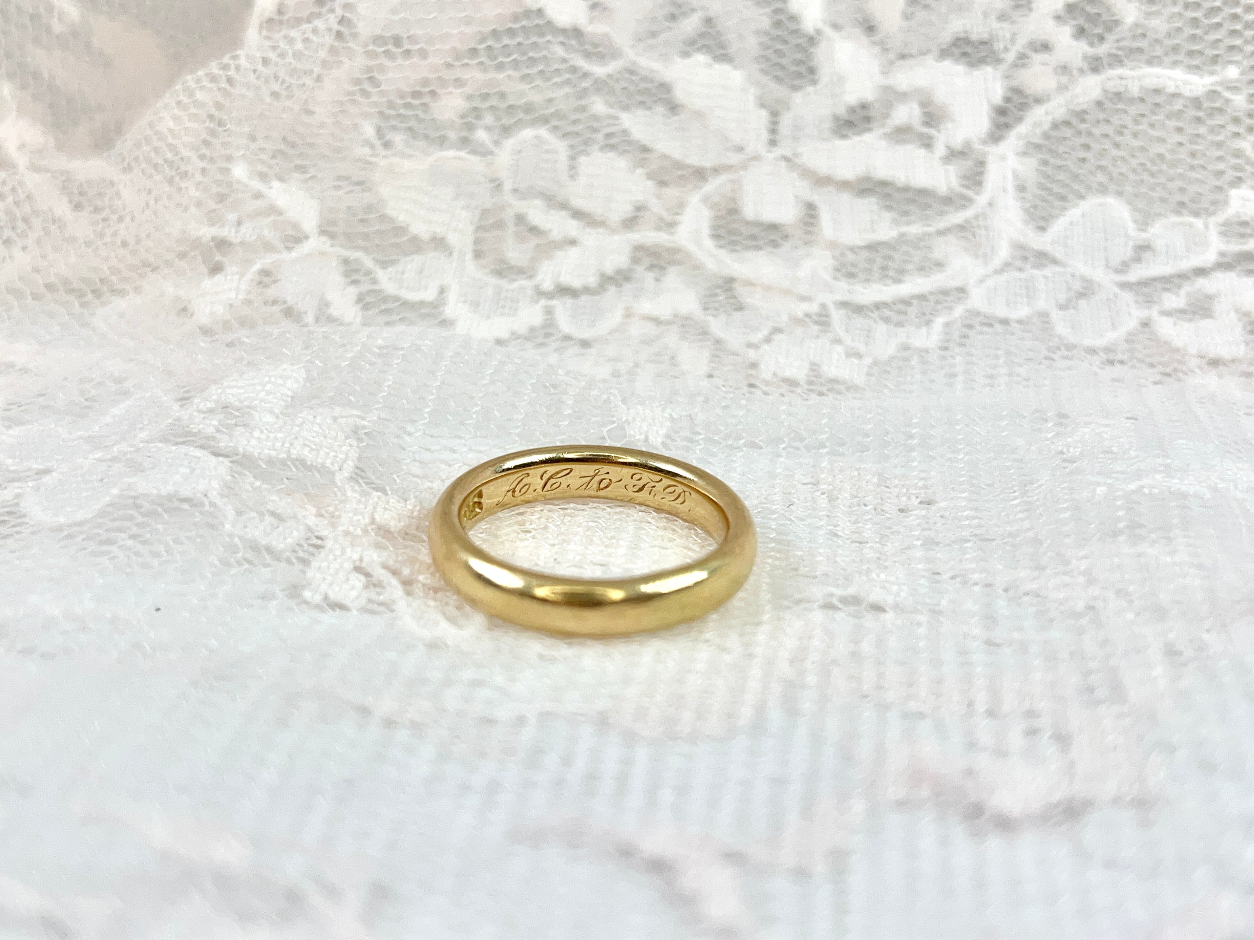 Antique Yellow Gold Ring, A.C. to F.D., Size 7.25 to 7.5