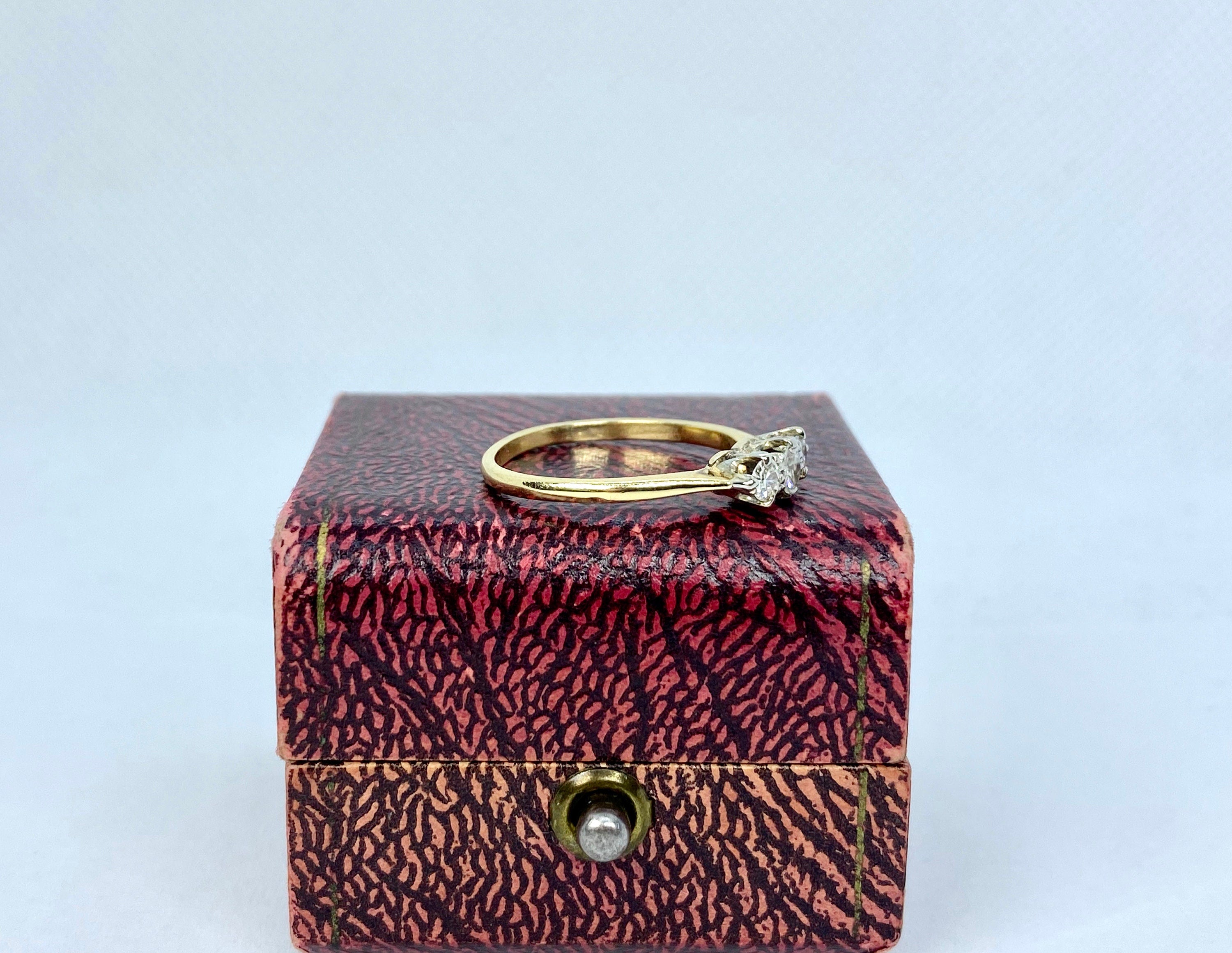 Transitional Cut/OEC Trilogy Ring, Two Tone Gold, Size 6