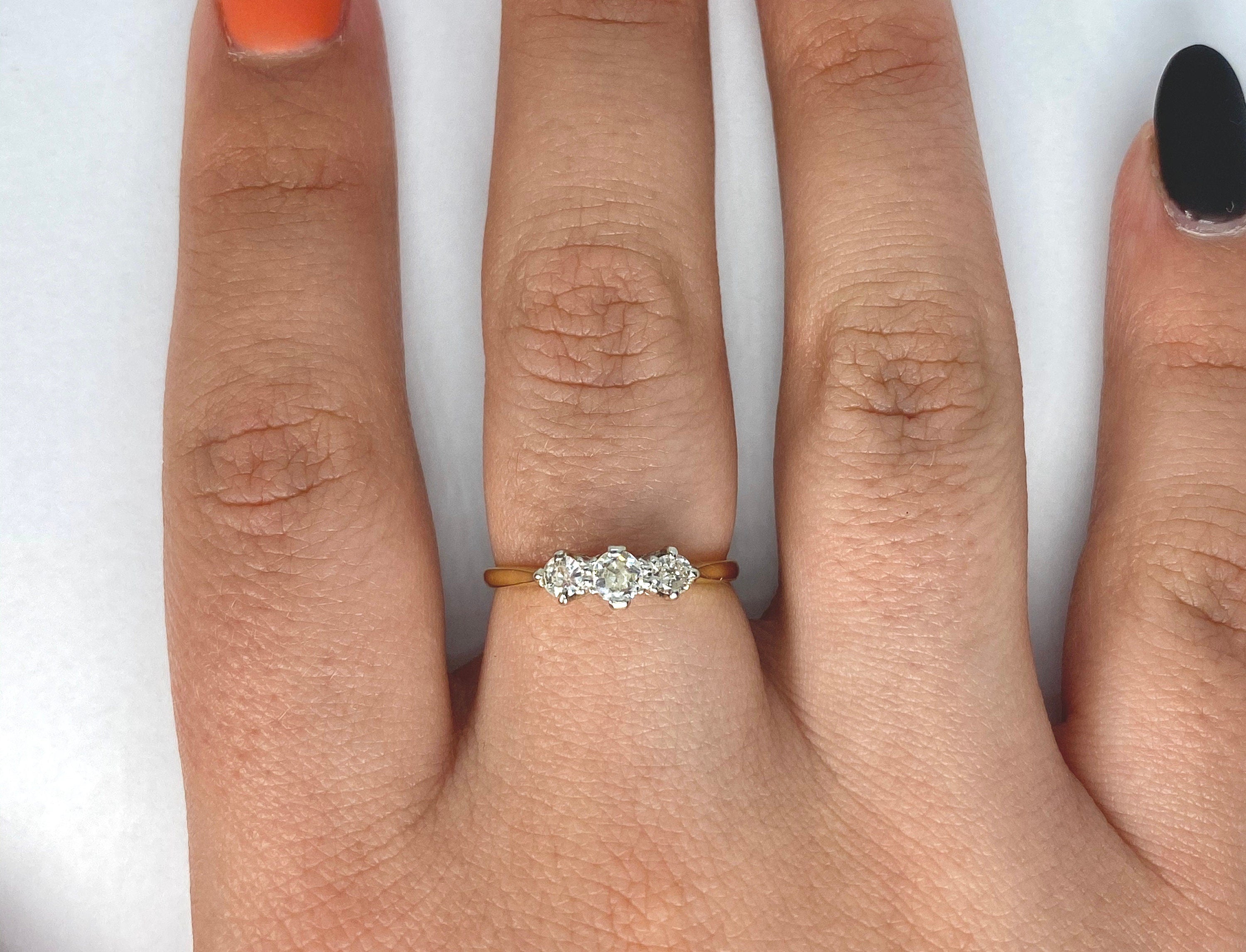 Transitional Cut/OEC Trilogy Ring, Two Tone Gold, Size 6