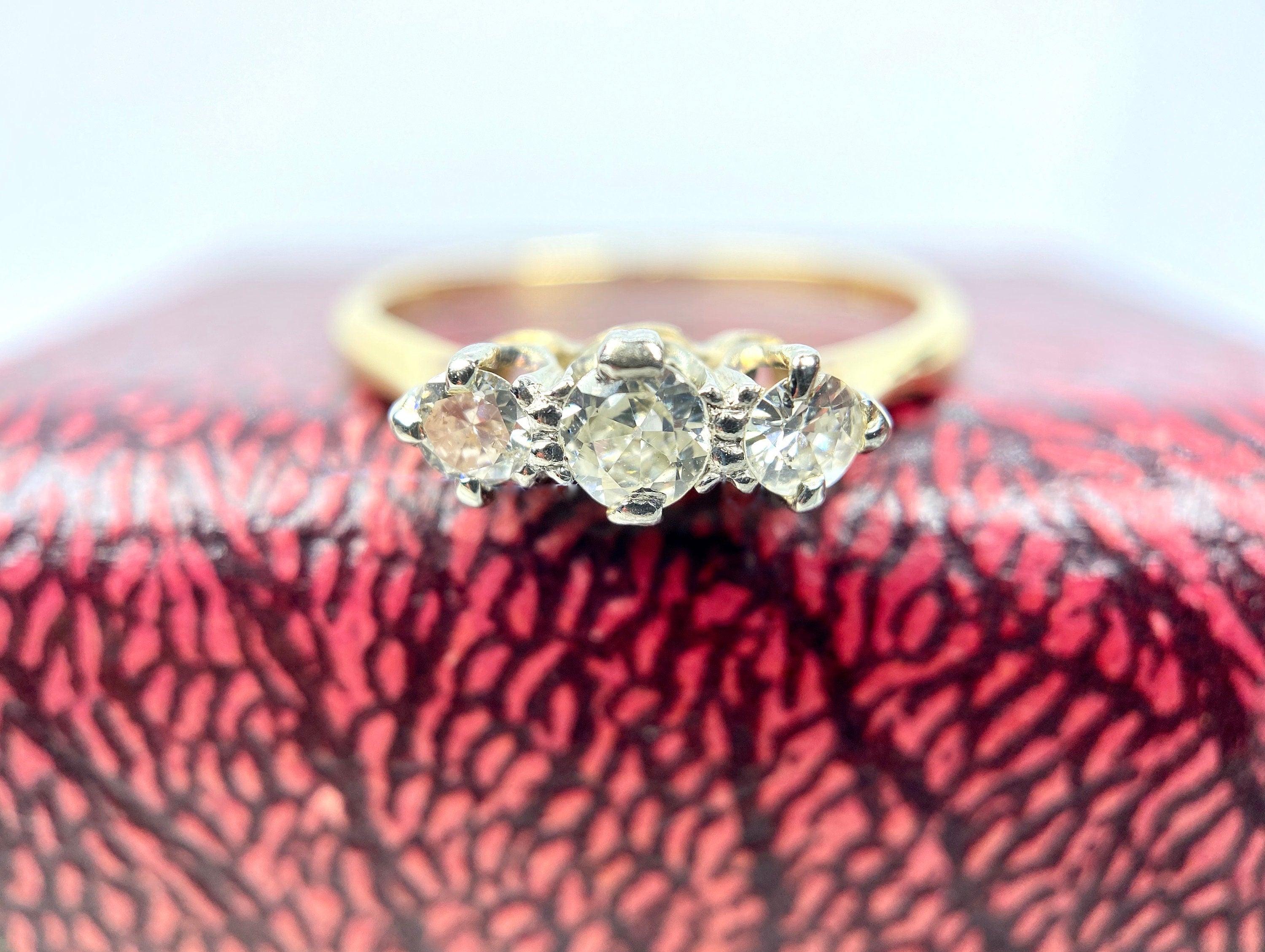 Transitional Cut/OEC Trilogy Ring, Two Tone Gold, Size 6