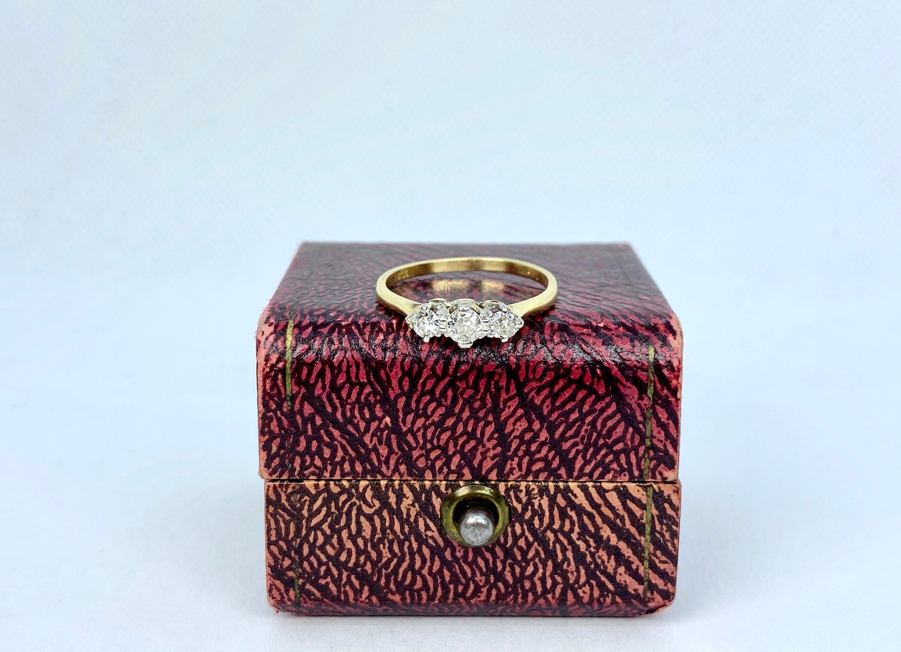 Transitional Cut/OEC Trilogy Ring, Two Tone Gold, Size 6