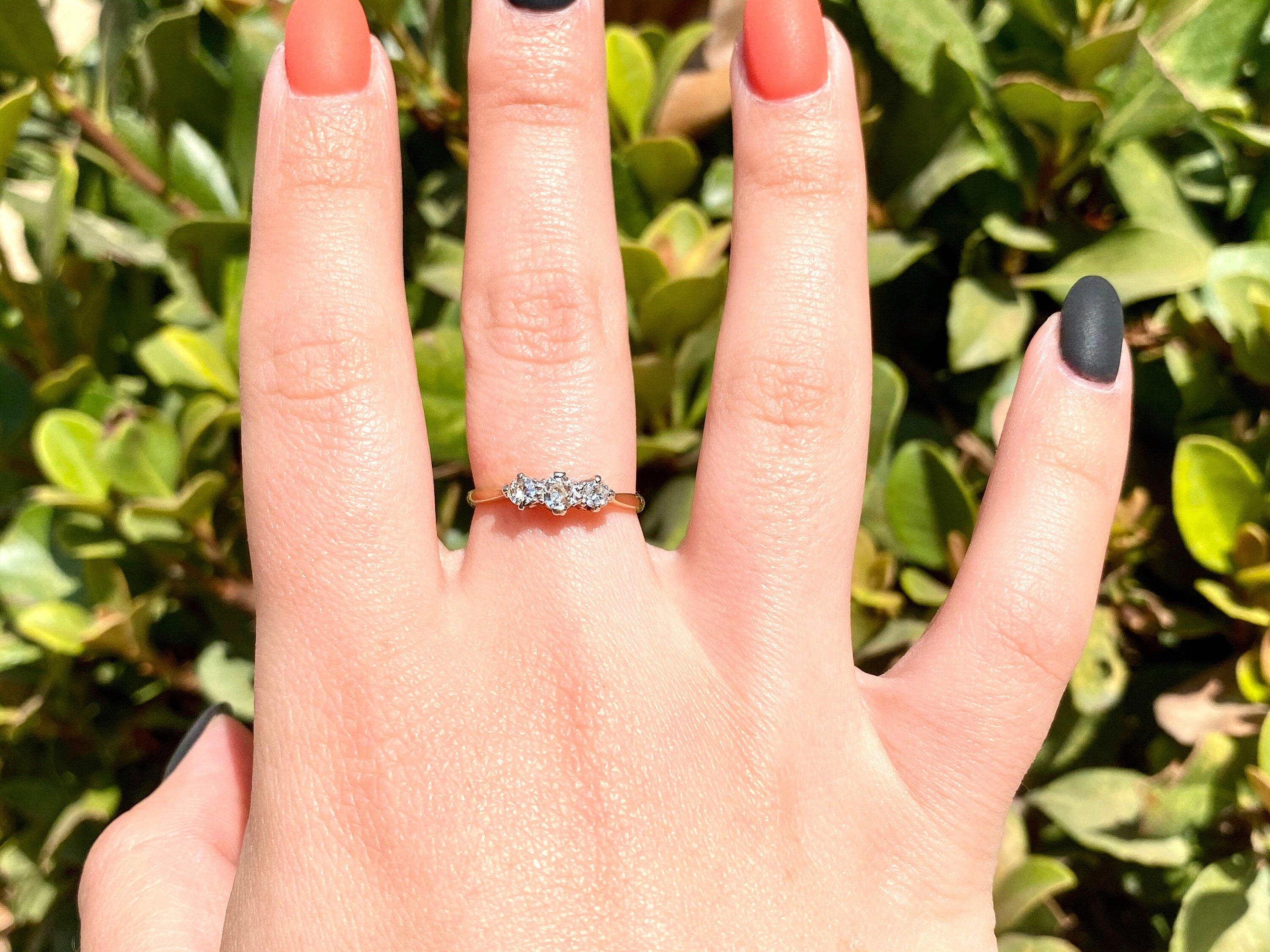 Transitional Cut/OEC Trilogy Ring, Two Tone Gold, Size 6