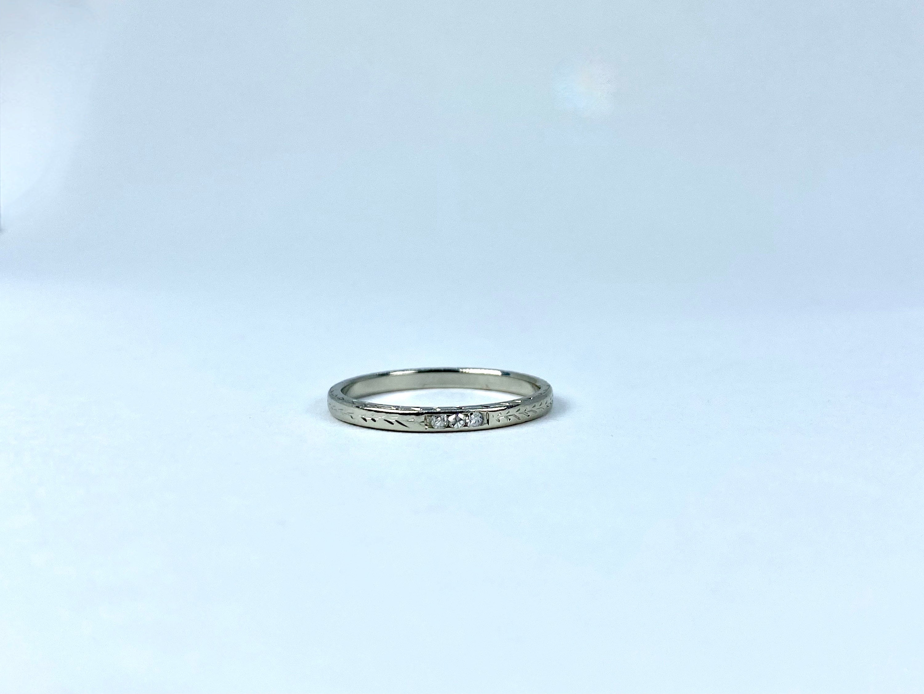 Vintage 18K Single Cut Diamond Band, Size 5.75