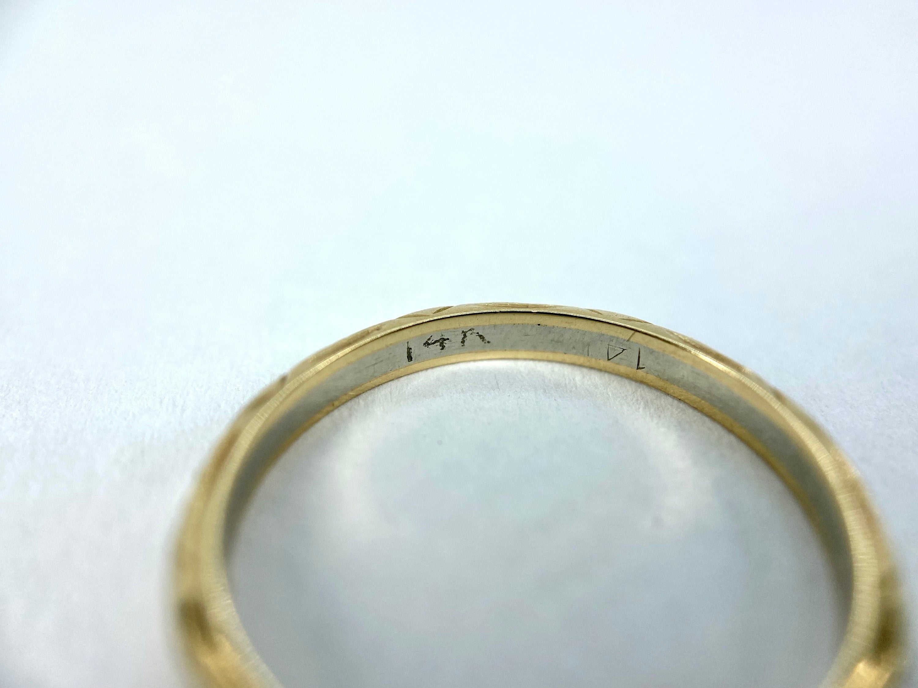 Vintage Two Tone Skinny Wedding Band, Size 4.75