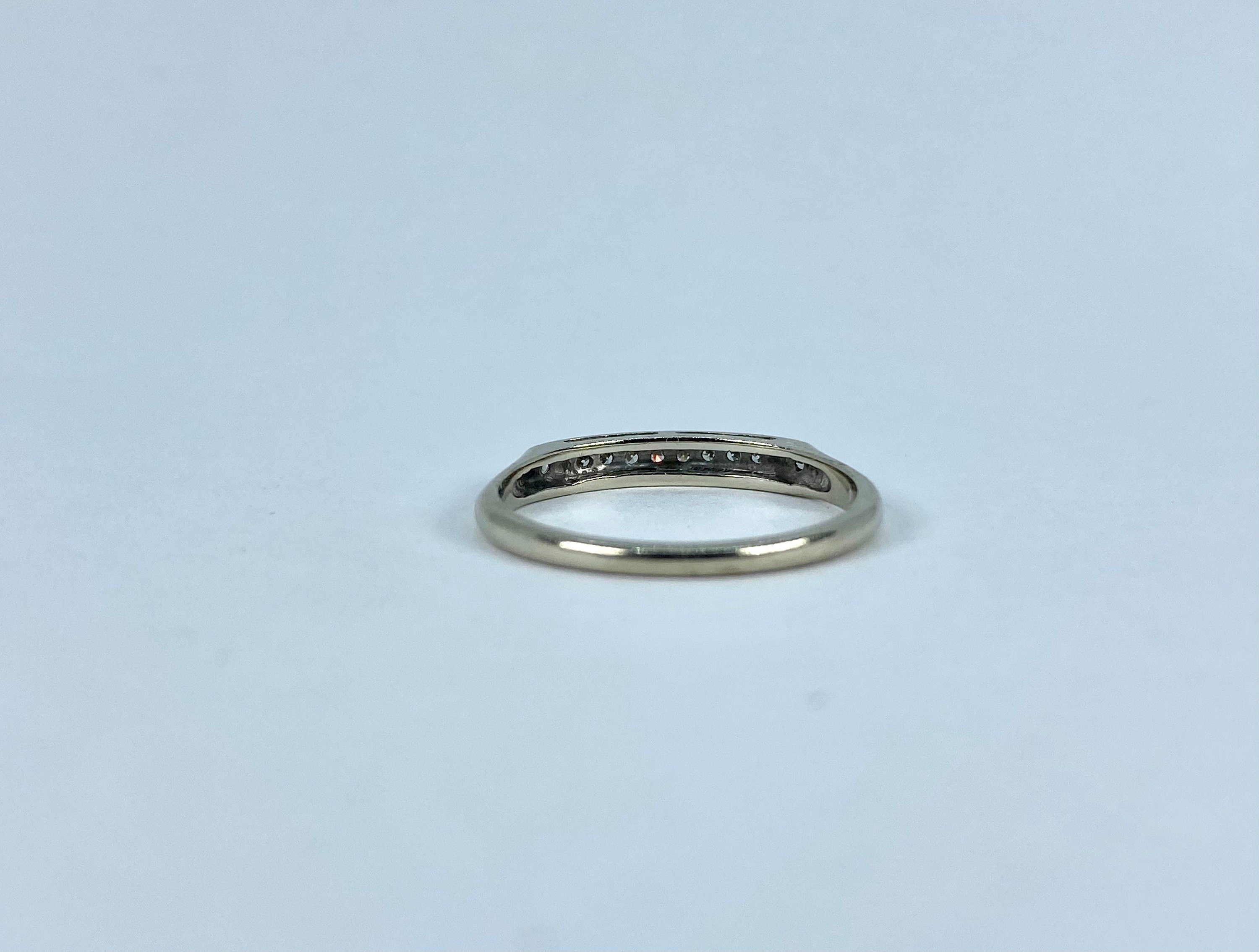 Vintage White Gold Single Cut Diamond Band, Size 5.75