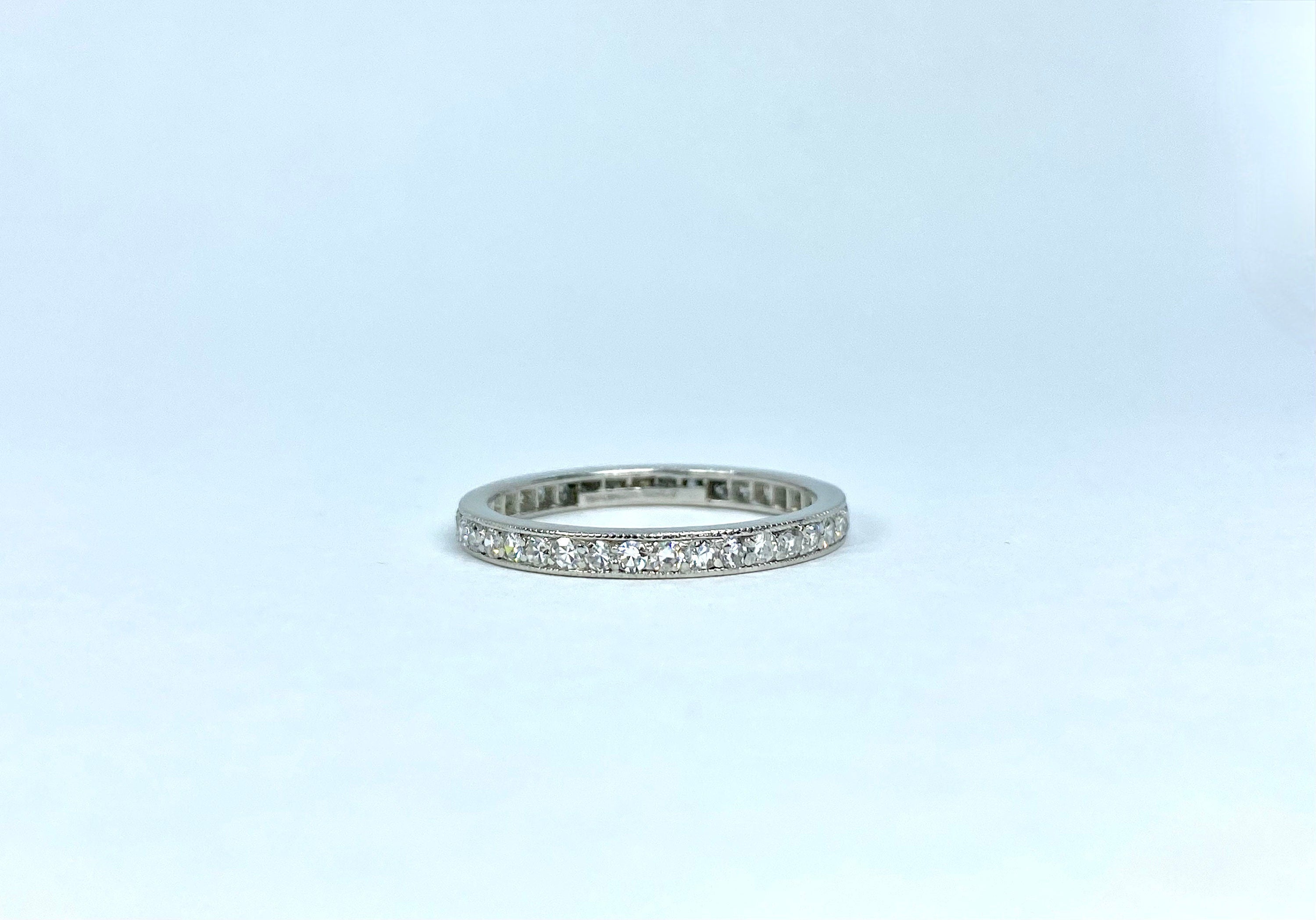 Vintage Tiffany Single Cut Diamond Platinum Eternity Ring, Size 9.25
