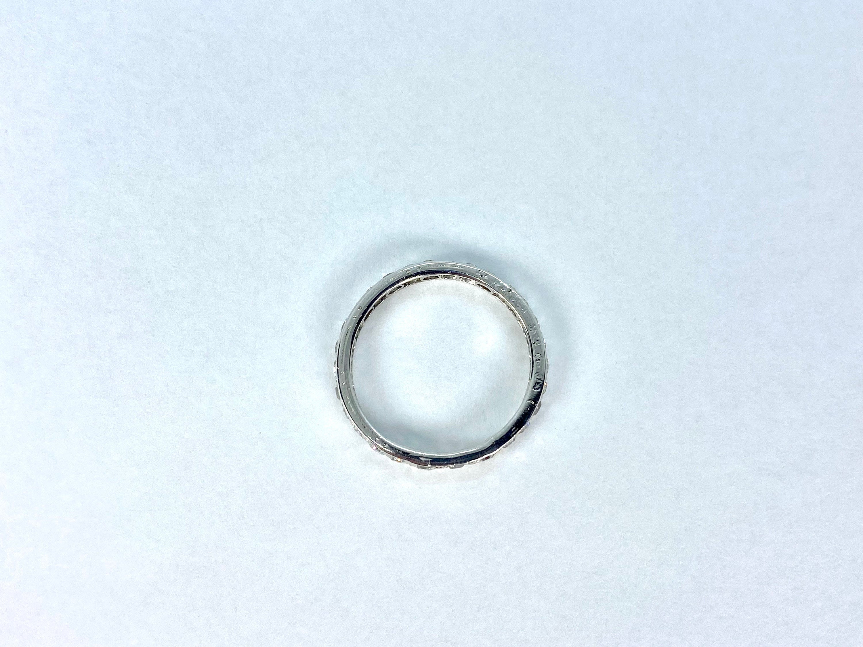 Vintage Platinum Old European Cut Diamond Eternity Band, Size 7