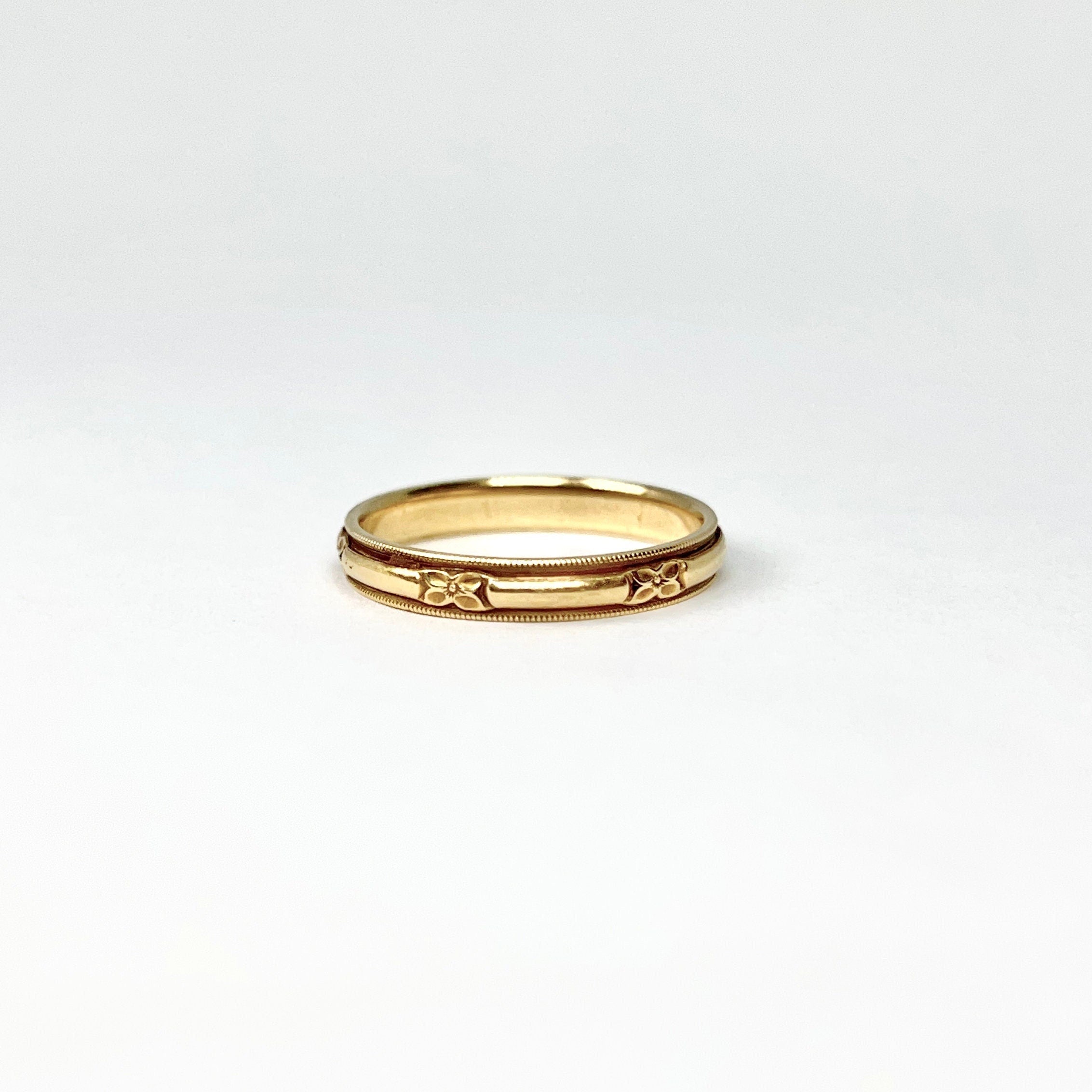 14K Orange Blossom ArtCarved Band, JR Wood, Size 8.75