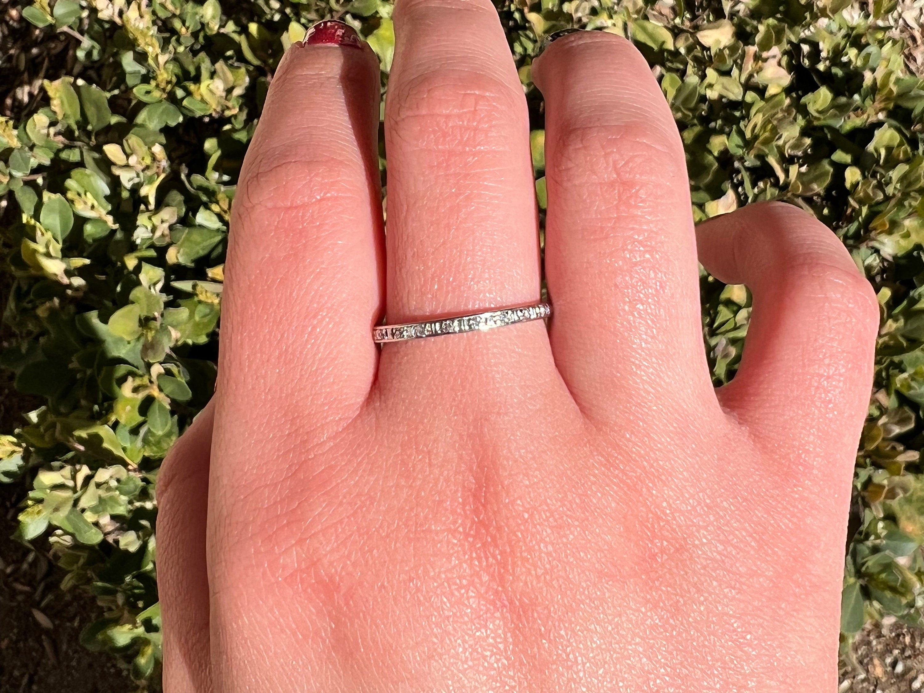 Platinum Art Deco Single Cut Diamond Eternity Band, SIze 8.5