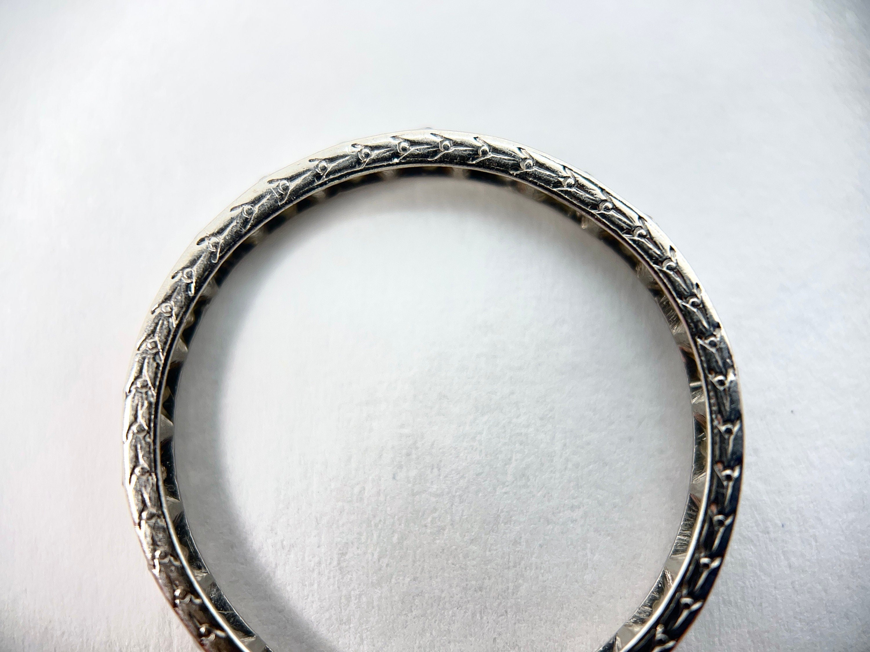 Platinum Art Deco Single Cut Diamond Eternity Band, SIze 8.5