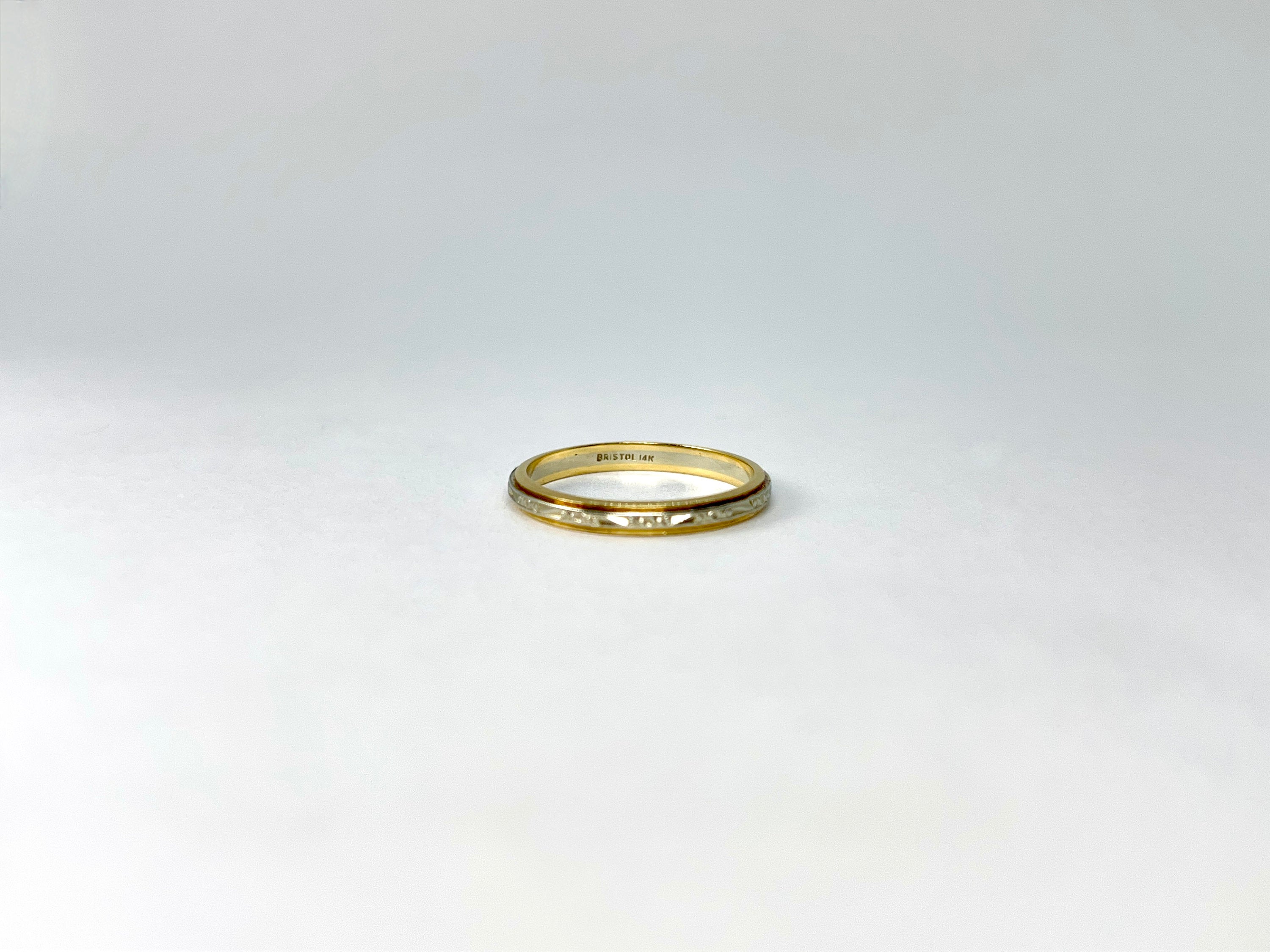 Vintage 14K Bristol Two Tone Wedding Band, Size 8.25