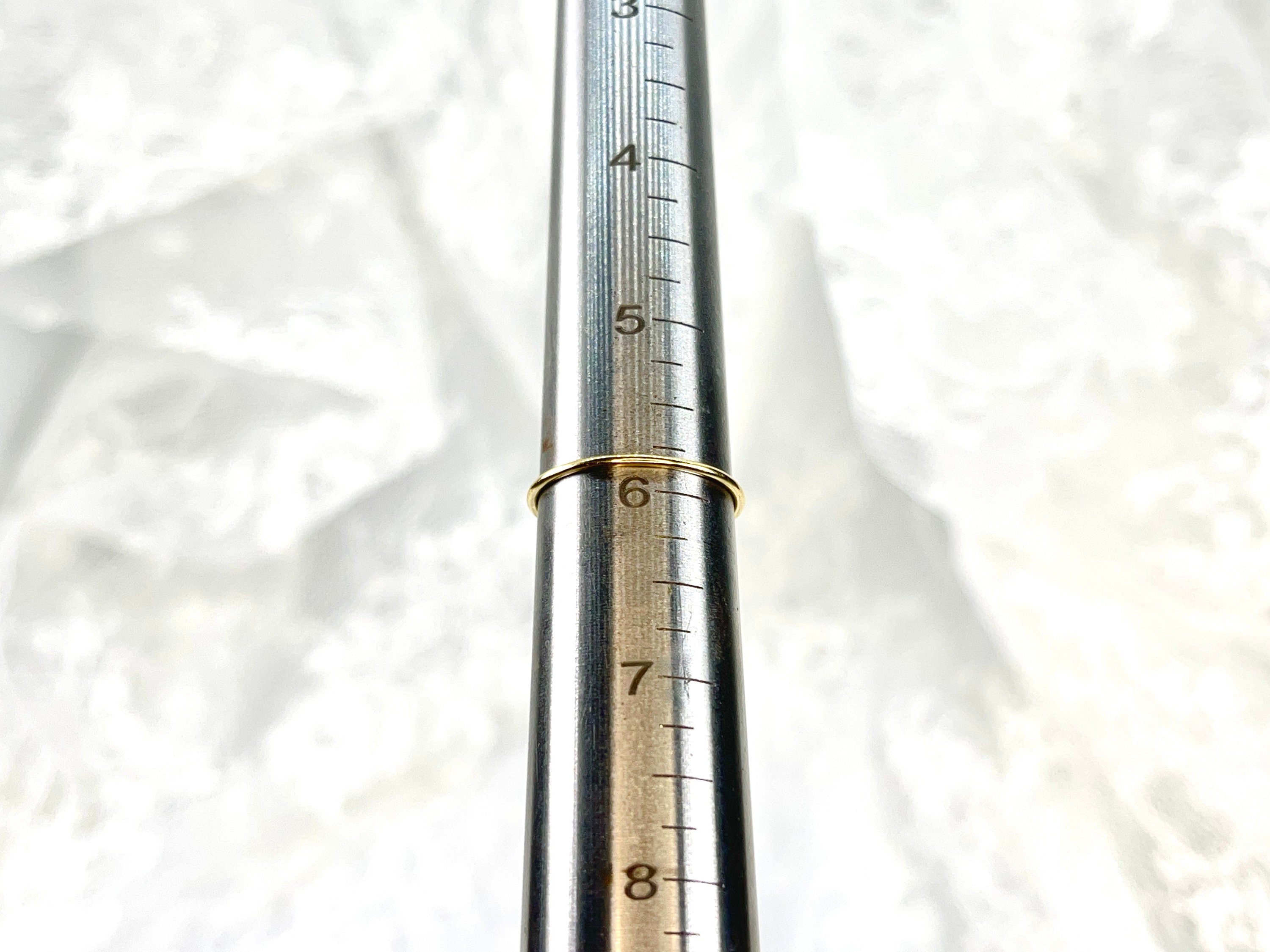 18K Yellow Gold Skinny Band, Size 5.75