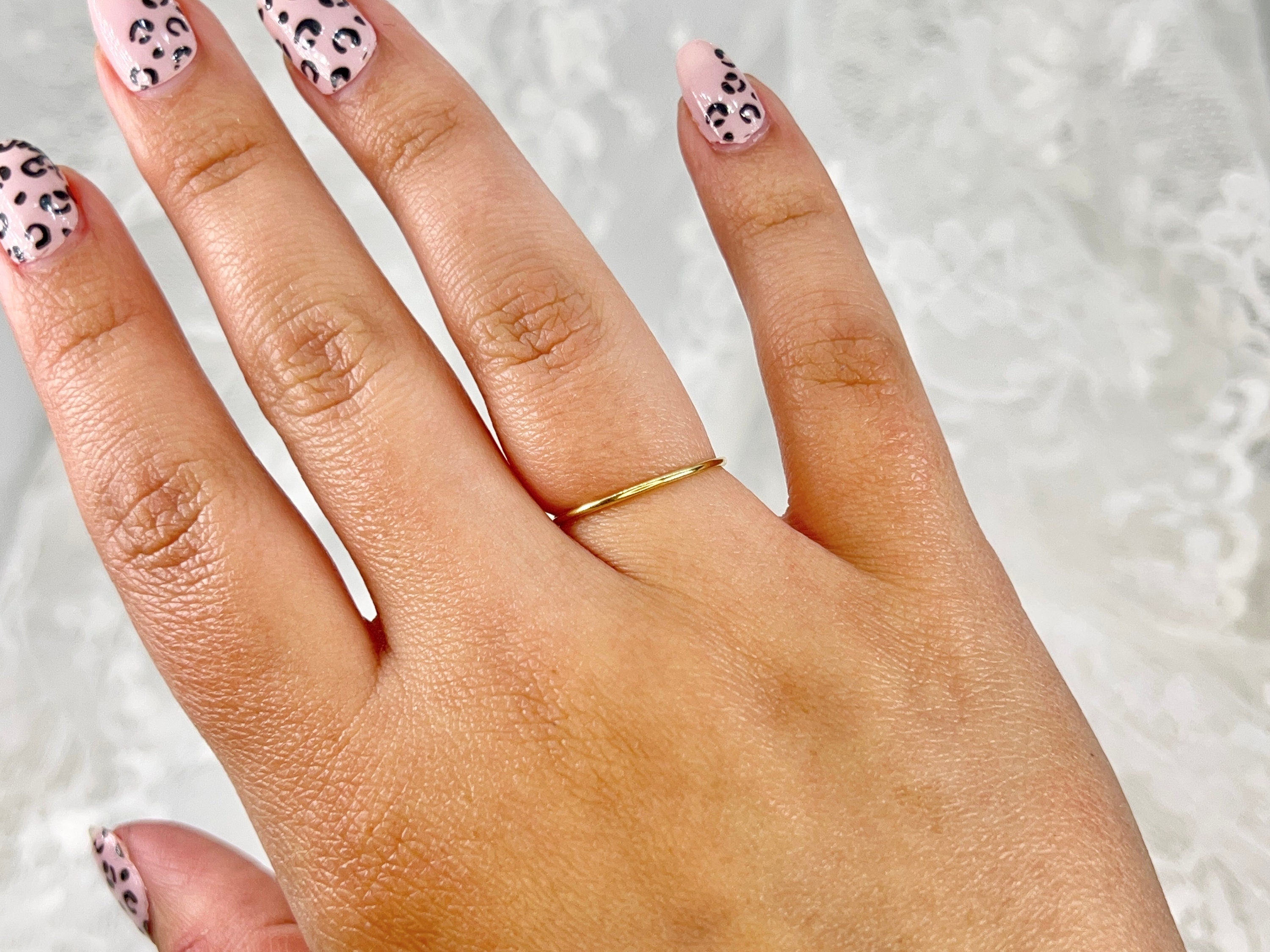 18K Yellow Gold Skinny Band, Size 5.75