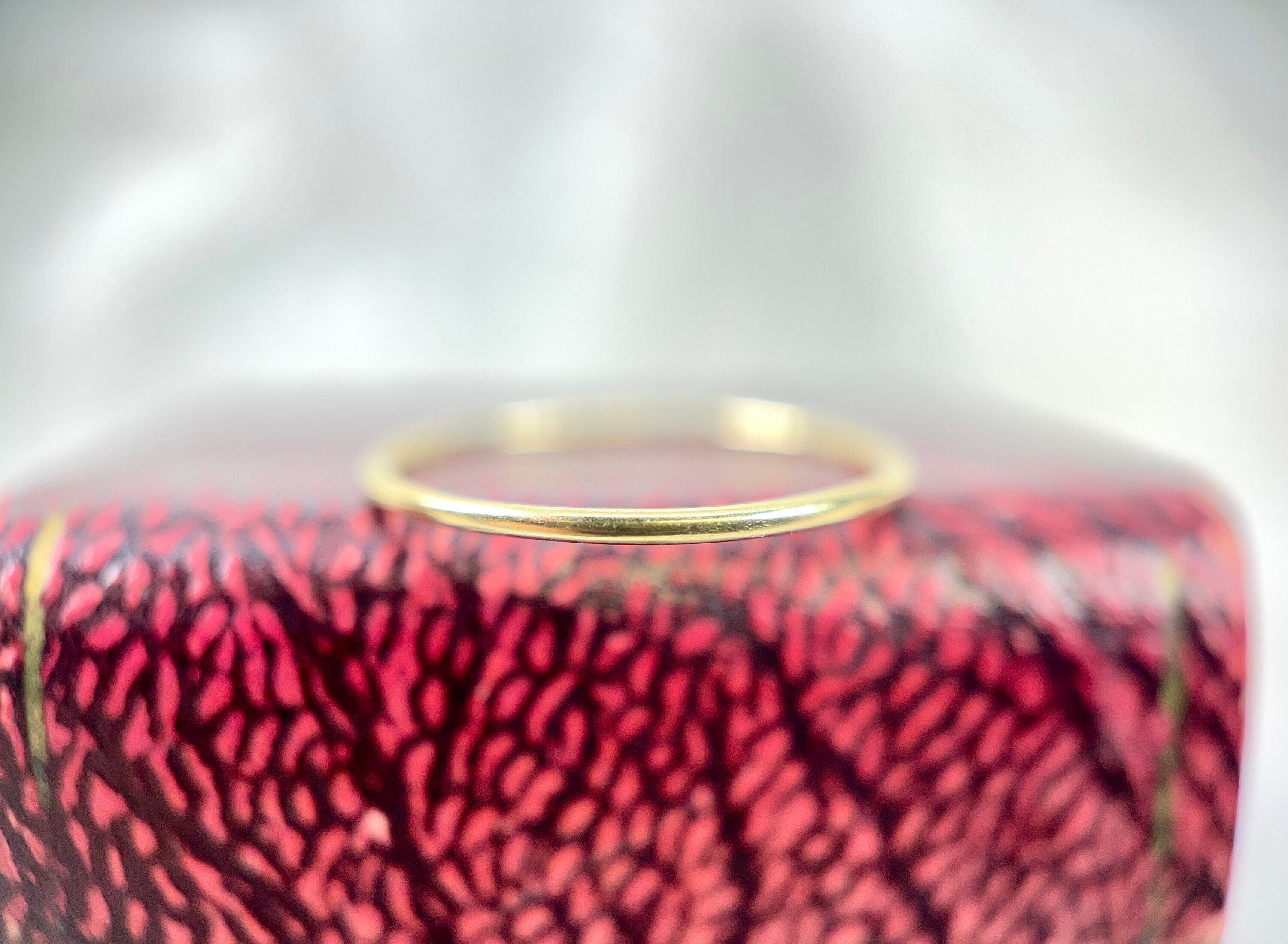 18K Yellow Gold Skinny Band, Size 5.75
