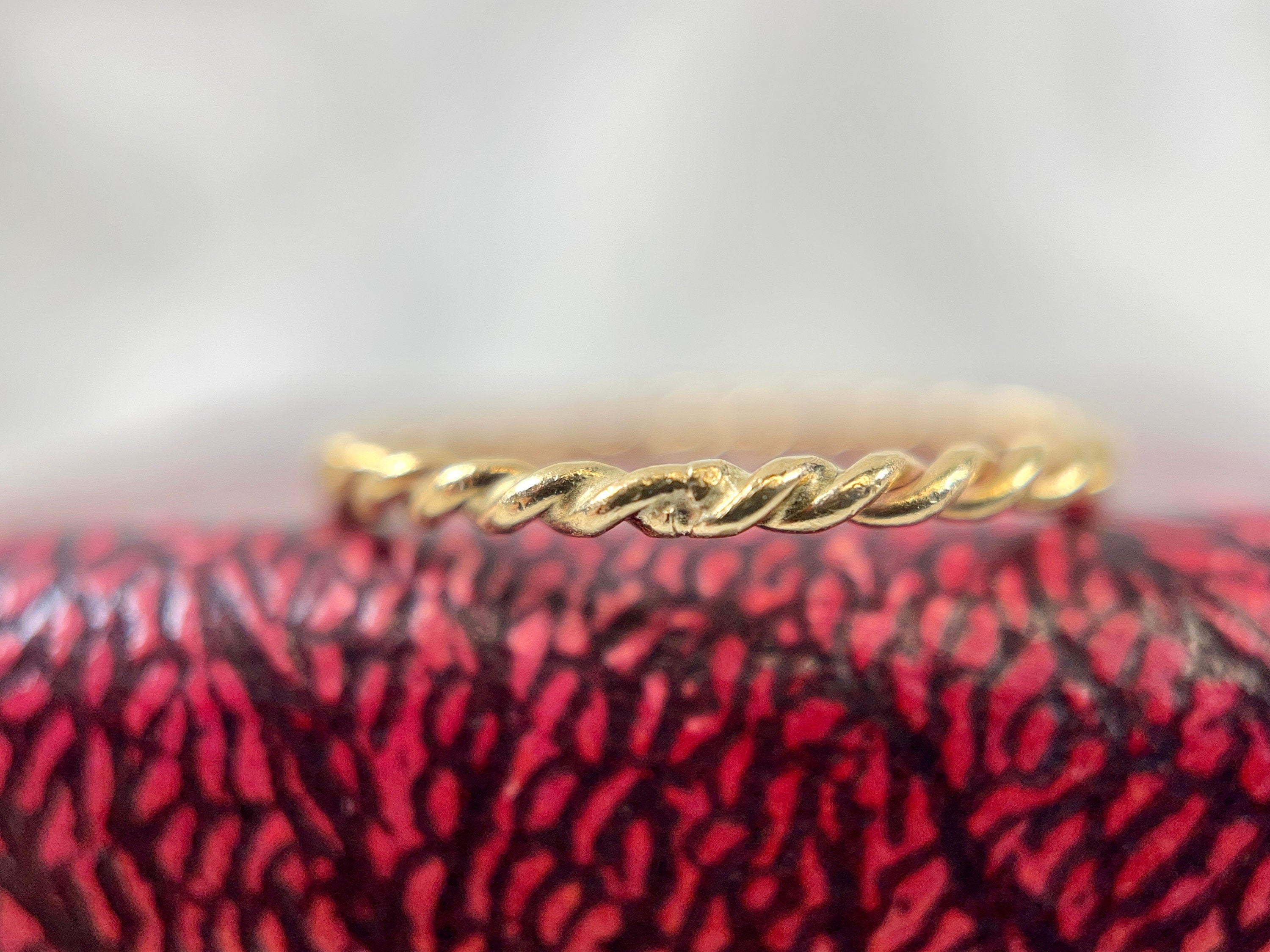 14K Yellow Gold Twisted Bands, Pair, Size 7.5