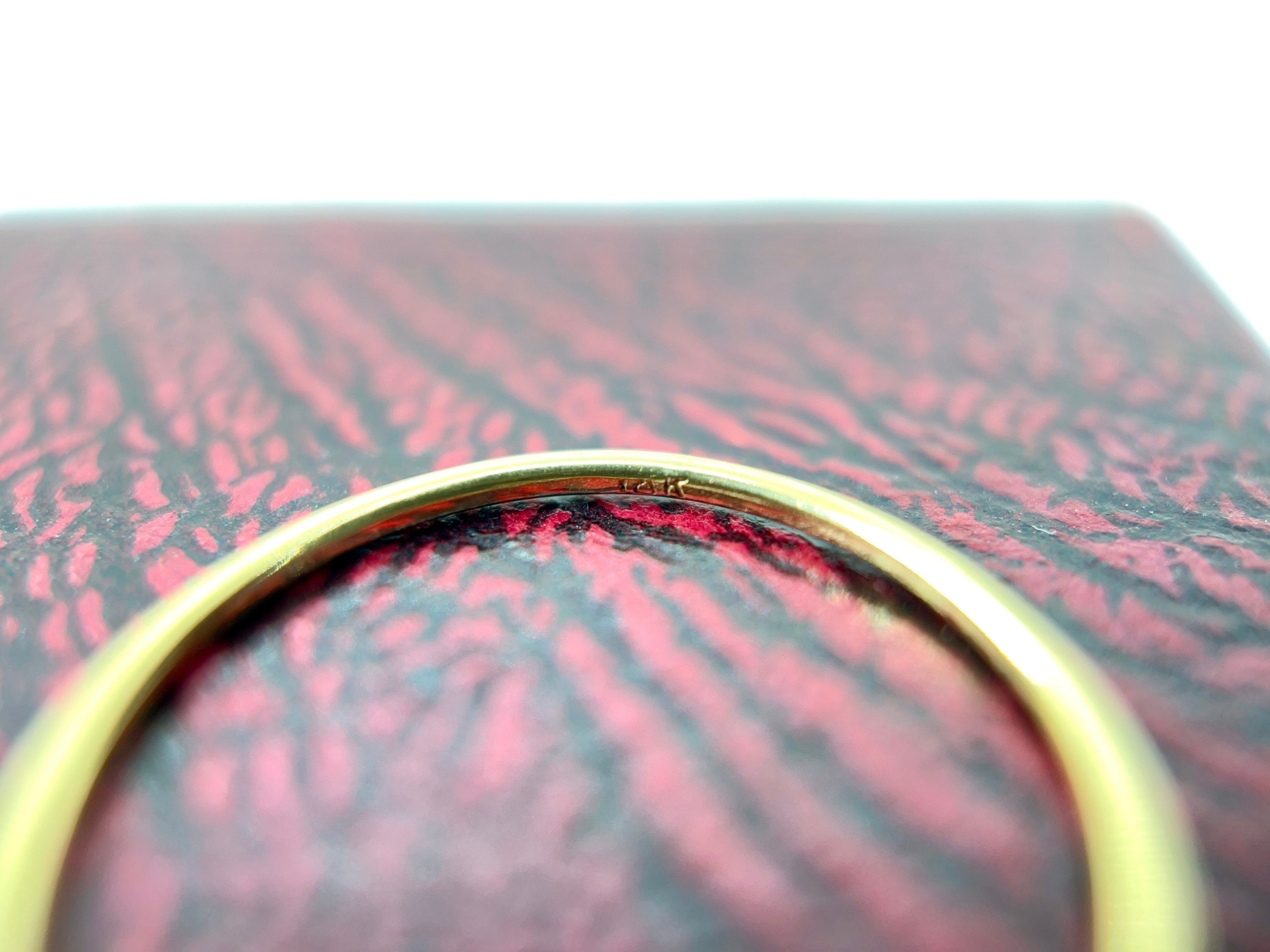18K Yellow Gold Skinny Band, Size 5.75