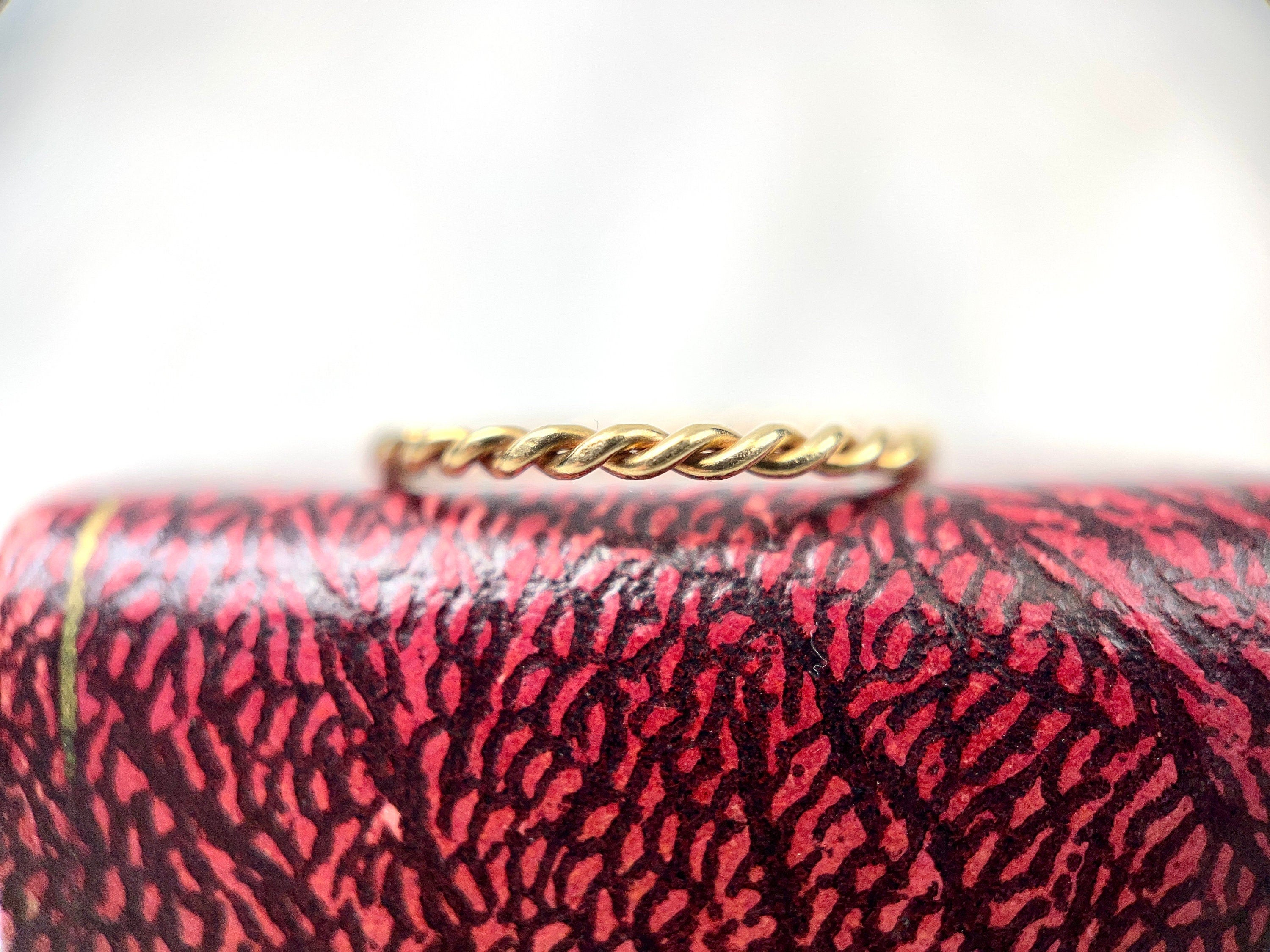 14K Yellow Gold Twisted Bands, Pair, Size 7.5