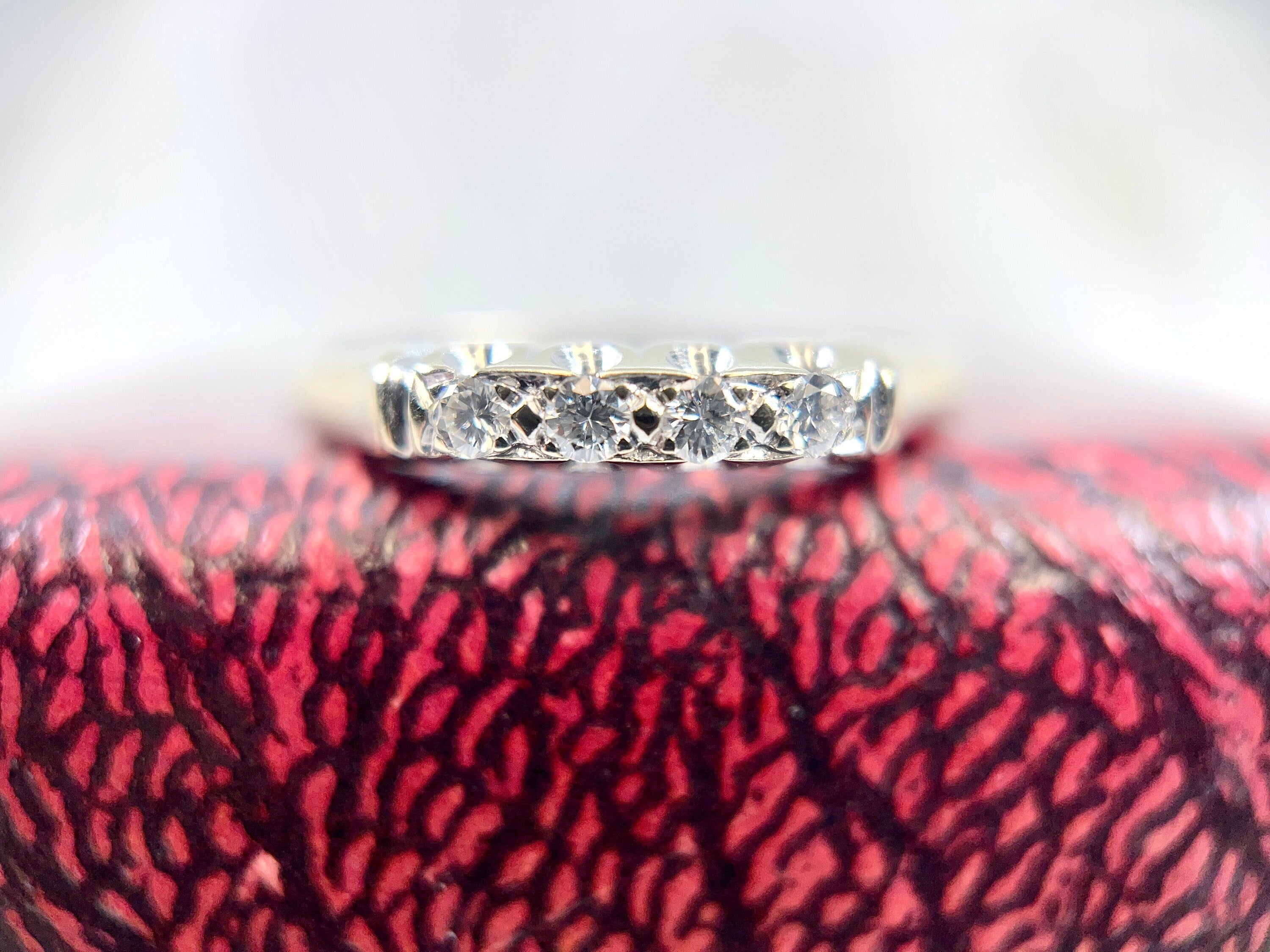 14K White Gold Diamond Band, Size 8