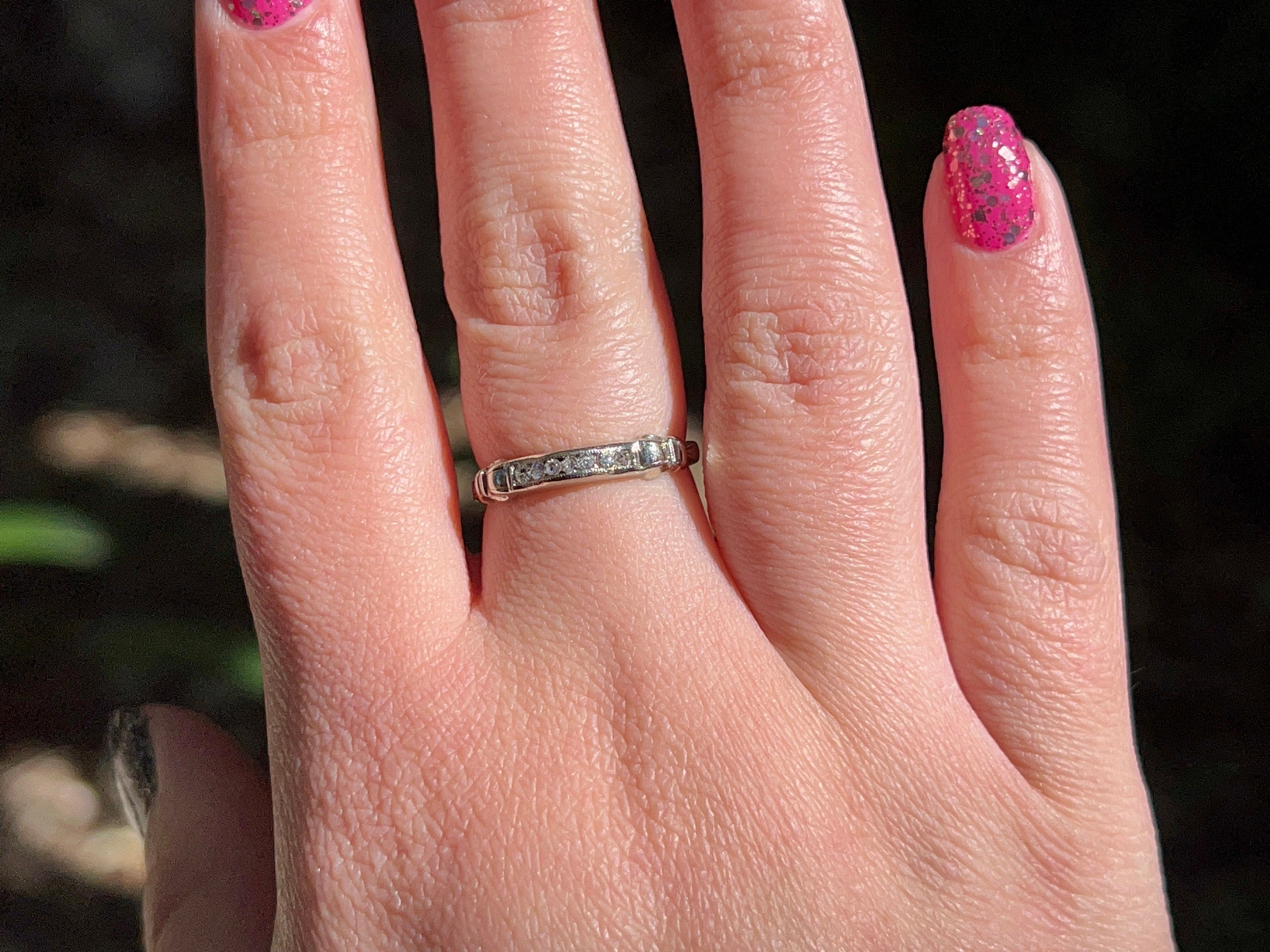 Vintage Single Cut Diamond Band, Size 6.5