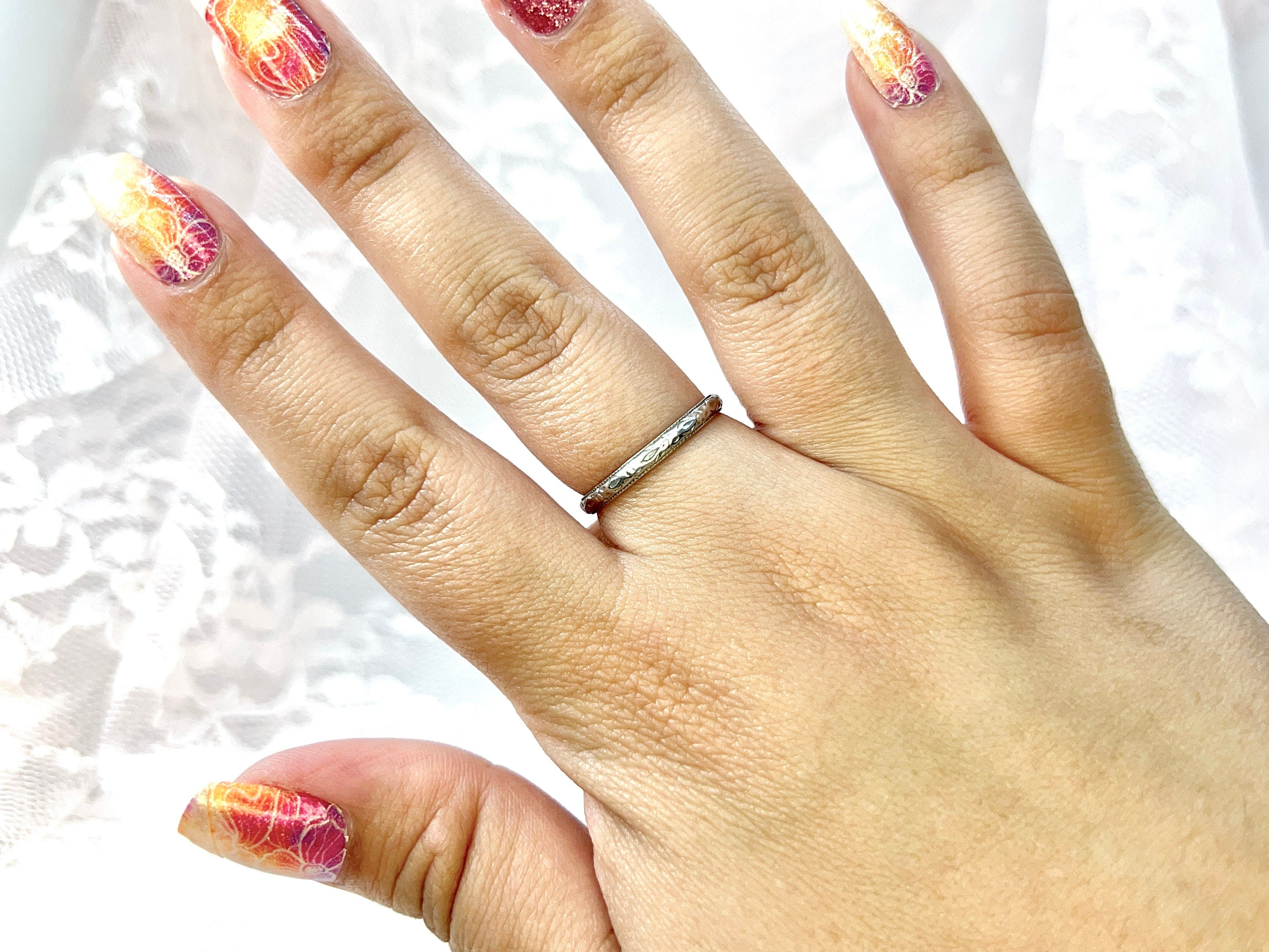 Platinum Orange Blossom Band, 6-18-46, Size 7.25 to 7.5