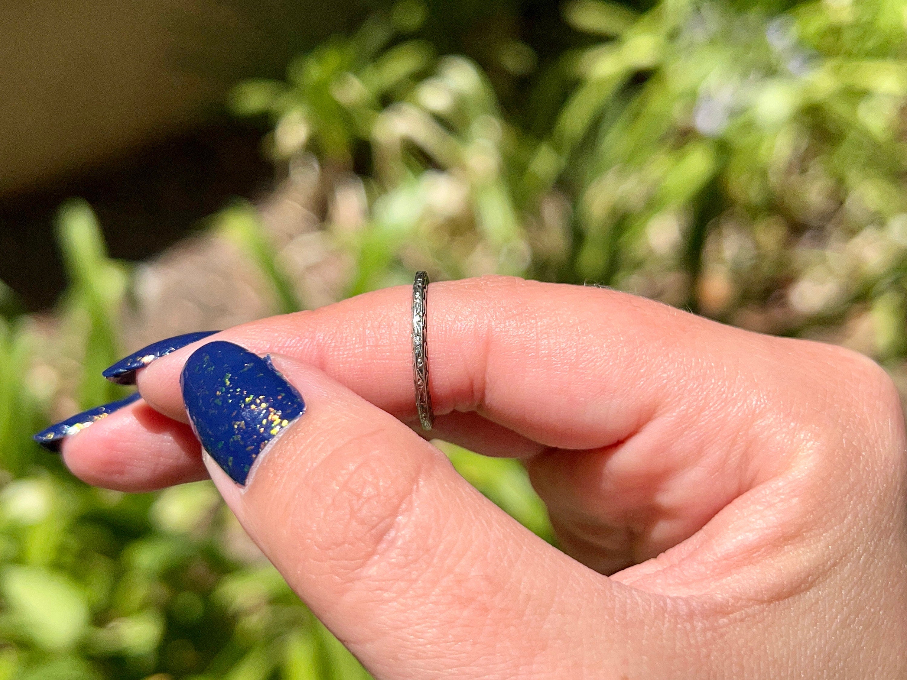 Belais Wheat Pattern Wedding Band, Size 4.75