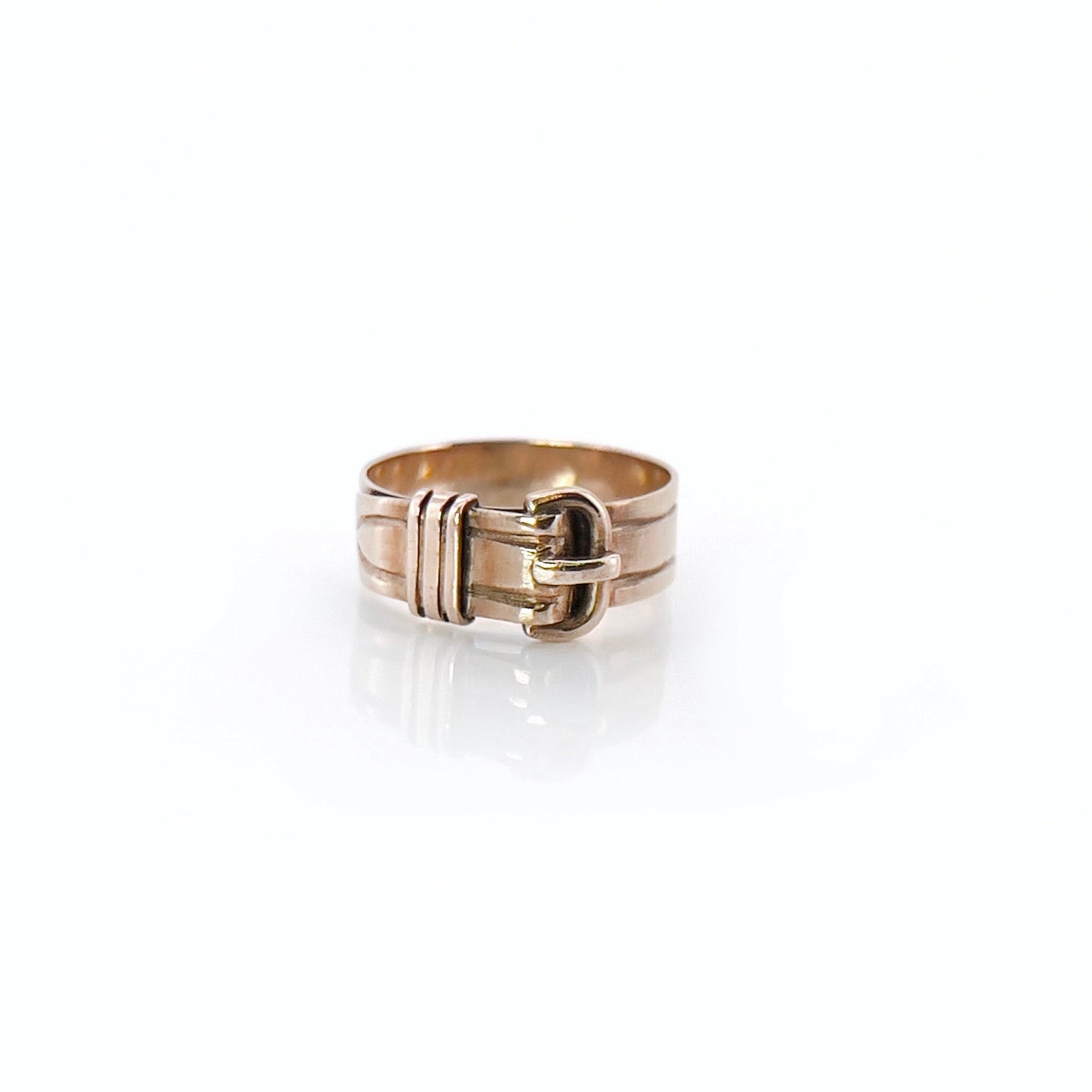 Victorian Rose Gold Buckle Ring, Size 6.25