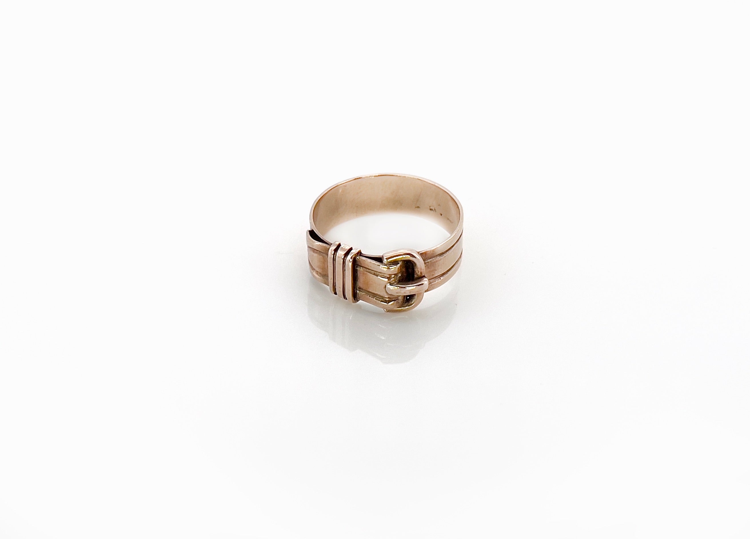 Victorian Rose Gold Buckle Ring, Size 6.25