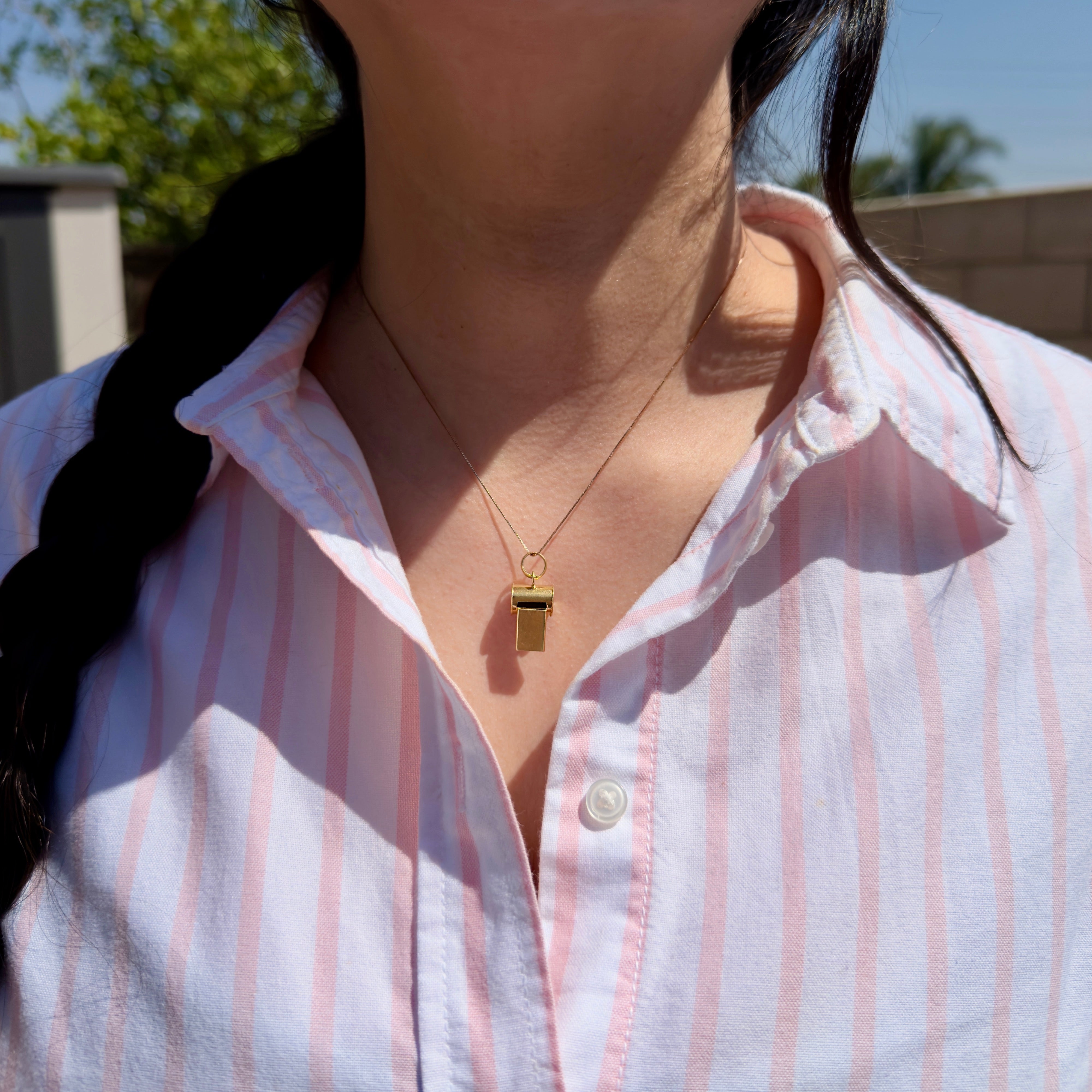 Vintage 18K Yellow Gold Whistle Charm, Pendant