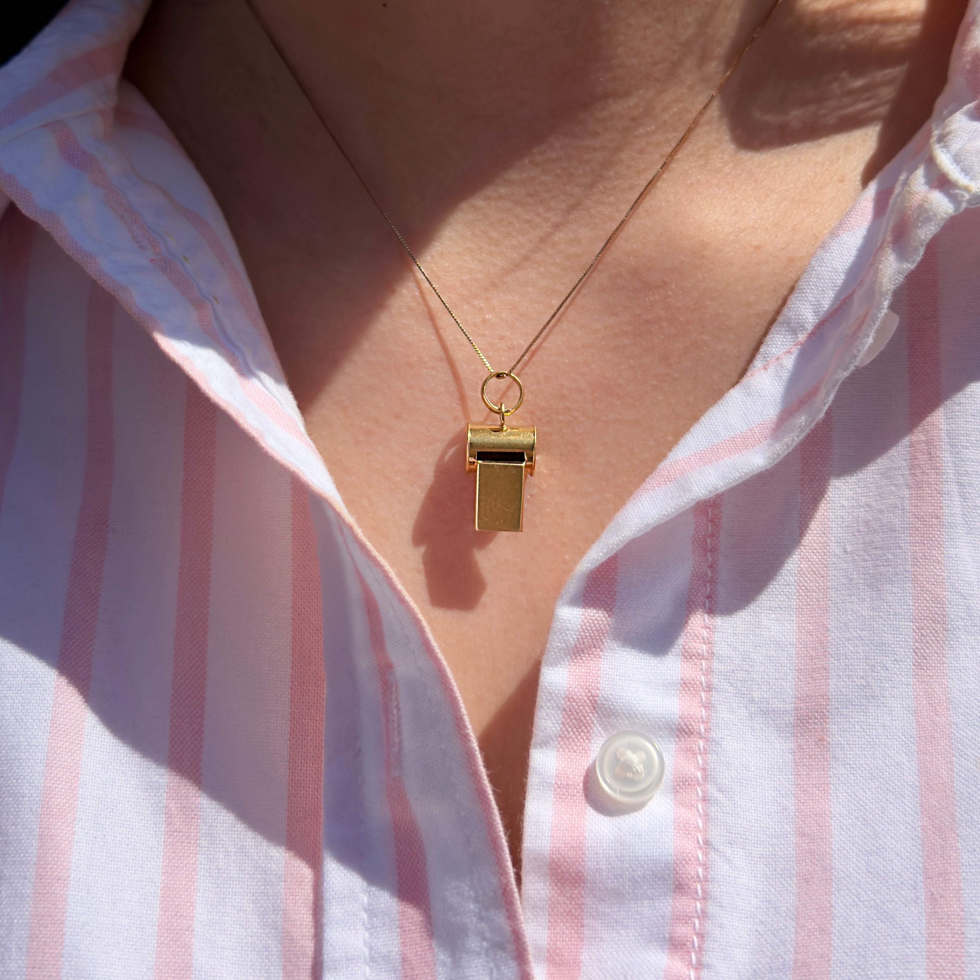 Vintage 18K Yellow Gold Whistle Charm, Pendant