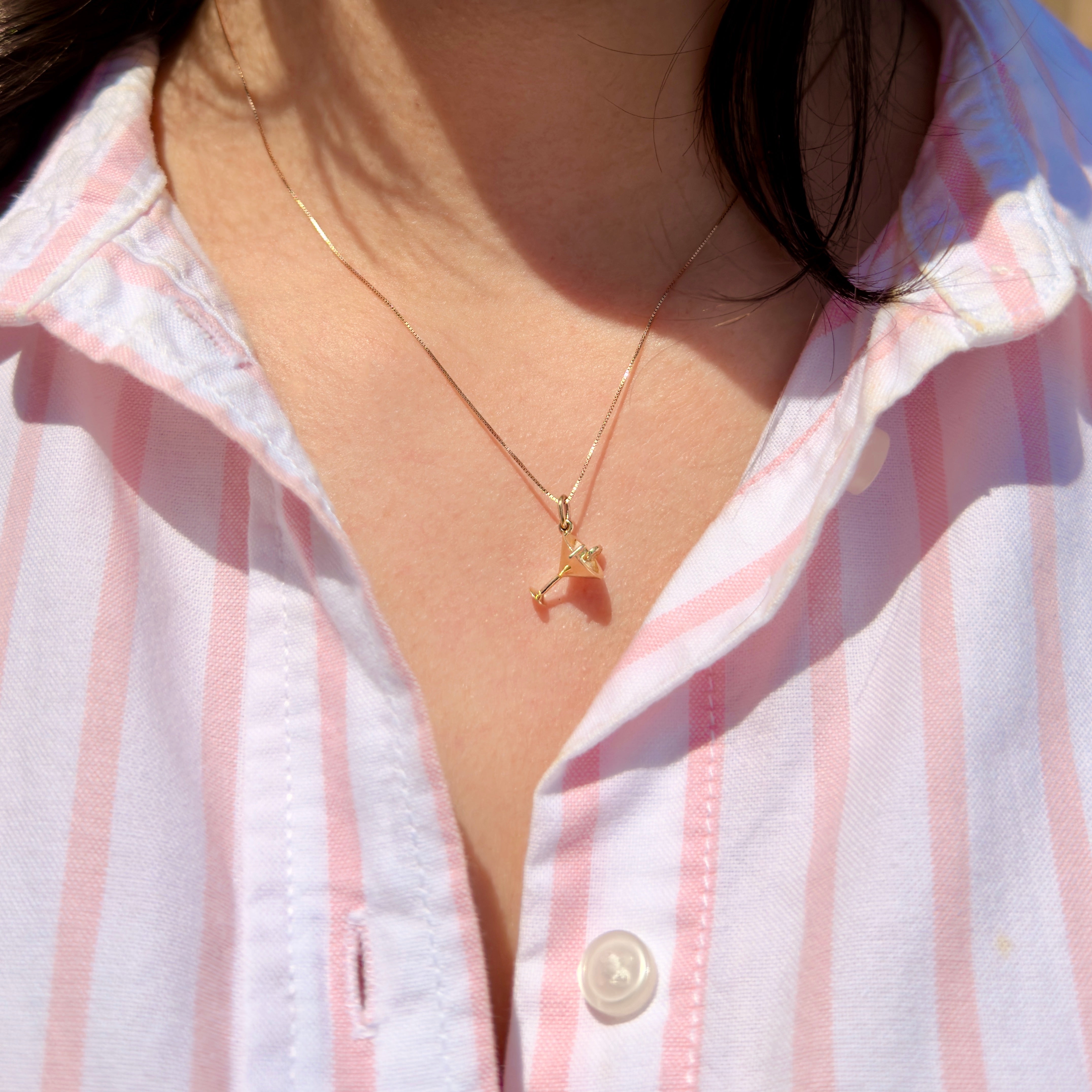 14K Yellow Gold Martini Glass 3D Charm