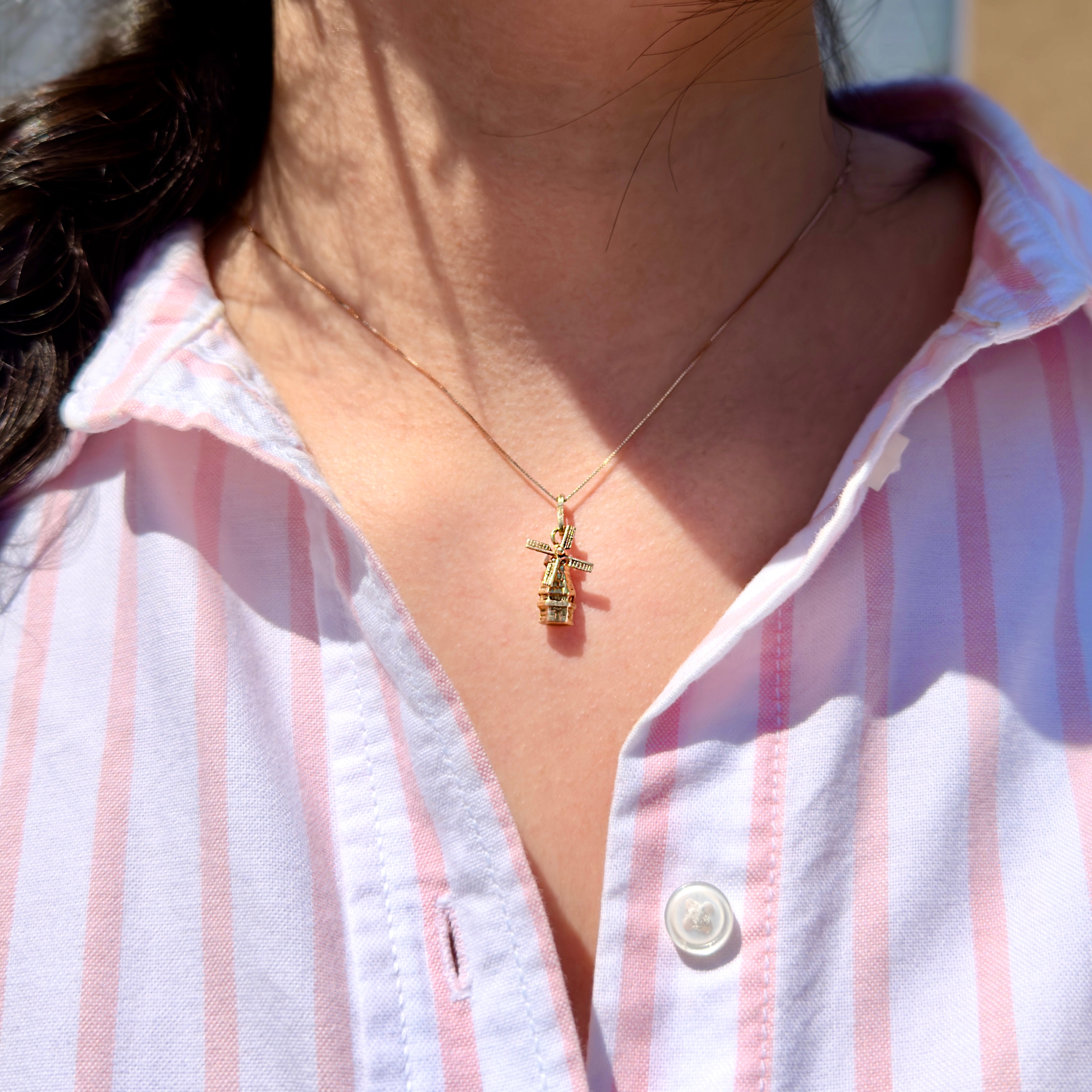Vintage 1960s 14K Gold Articulating Windmill Charm